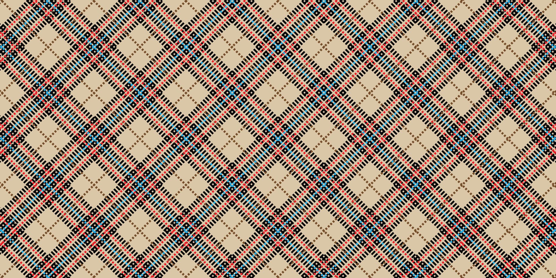 Cream Red Black Yellow Brown Blue Lumberjack plaid seamless pattern Free Vector