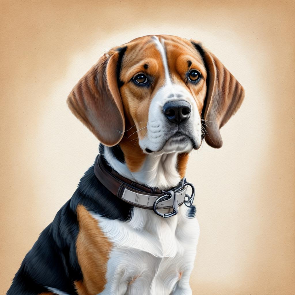 A full beagle sitting by @ai_generated