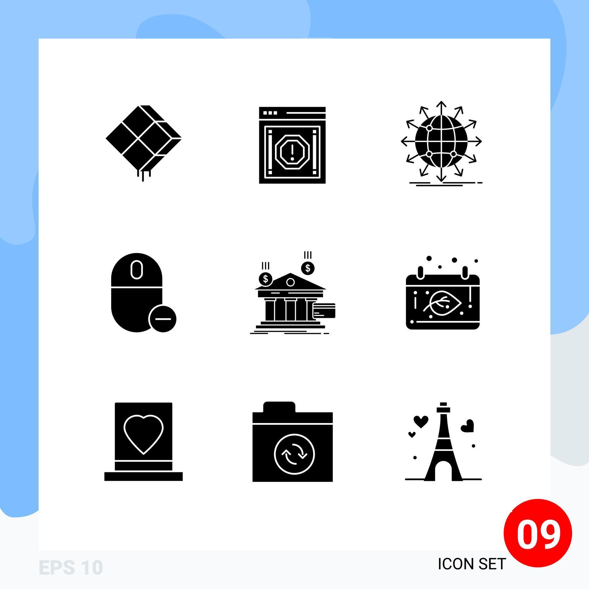 9 Universal Solid Glyph Signs Symbols of hardware devices notification worldwide arrow Editable Vector Design Elements Stock Free