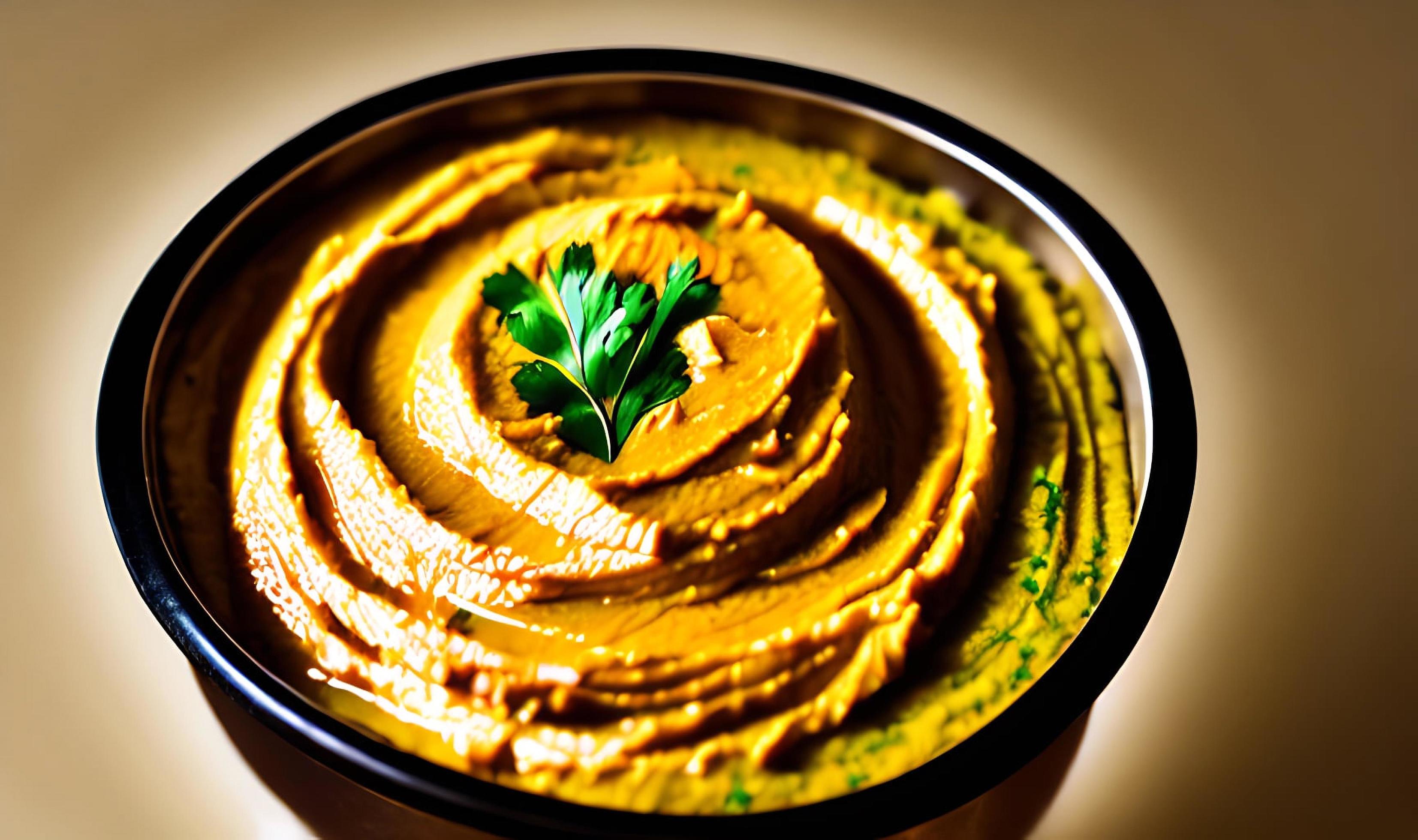 Healthy food. Traditional freshly made organic hummus. Stock Free