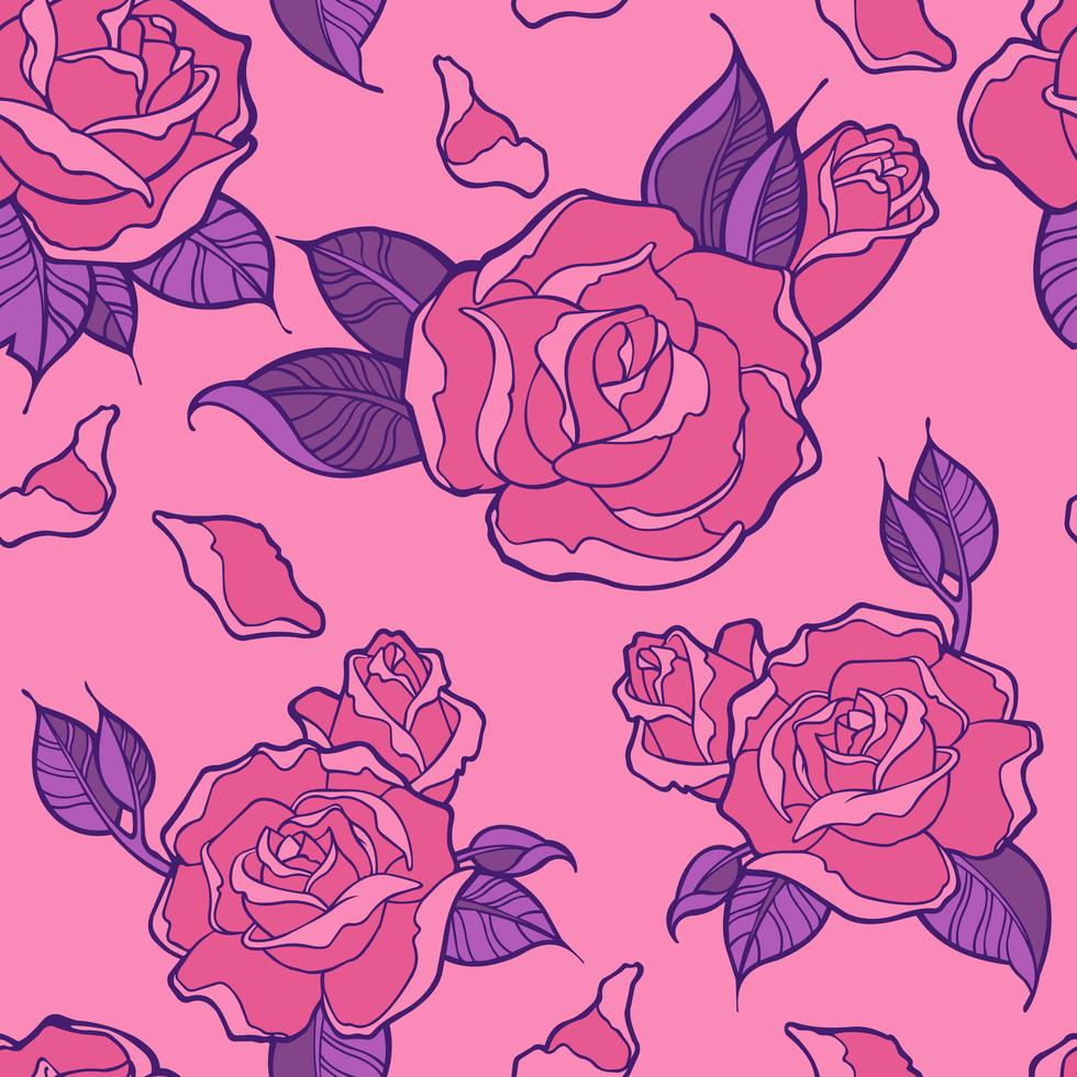 Seamless pattern of Flowers roses Stock Free