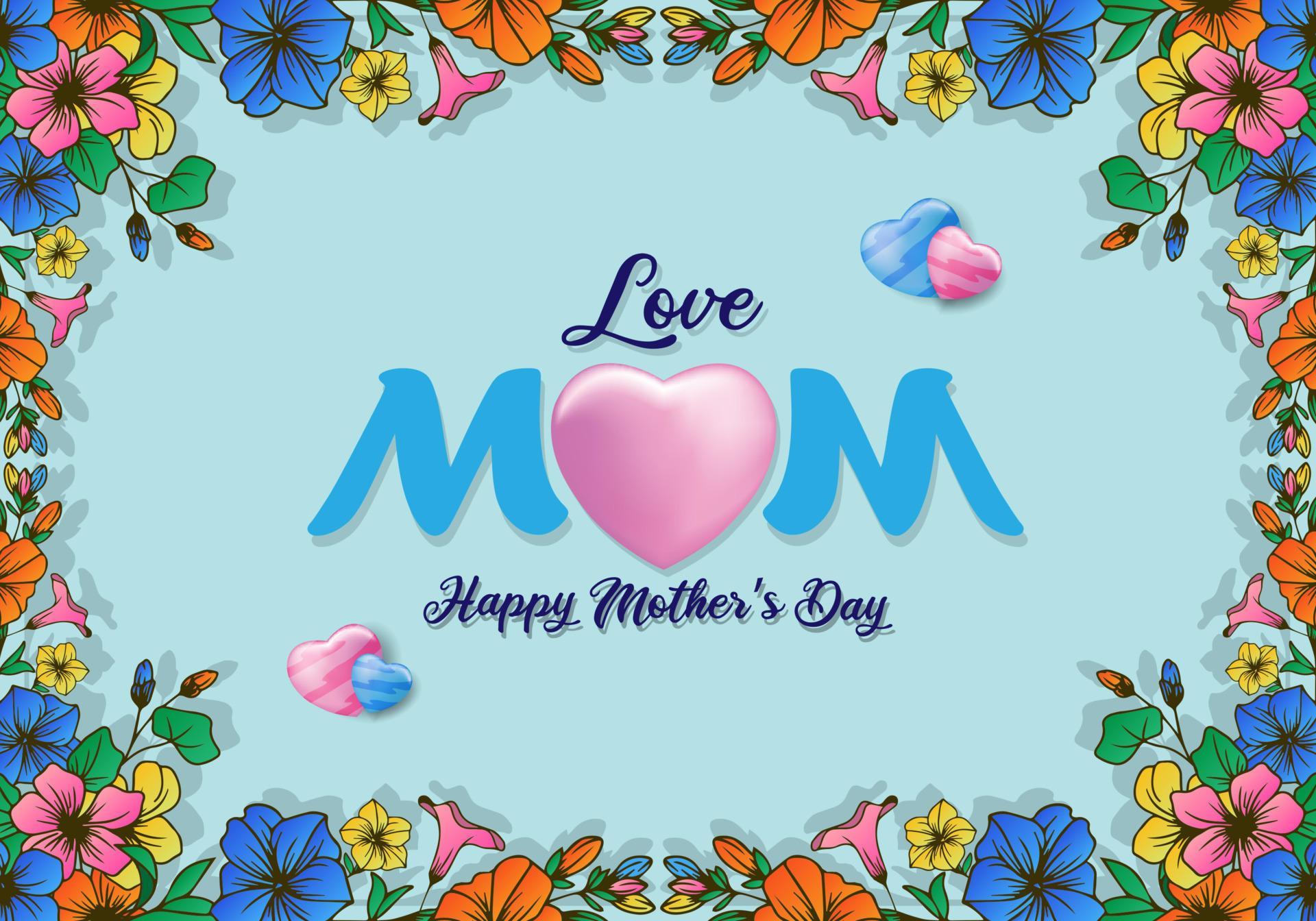 happy mother’s day colorful flower frame background decoration Stock Free