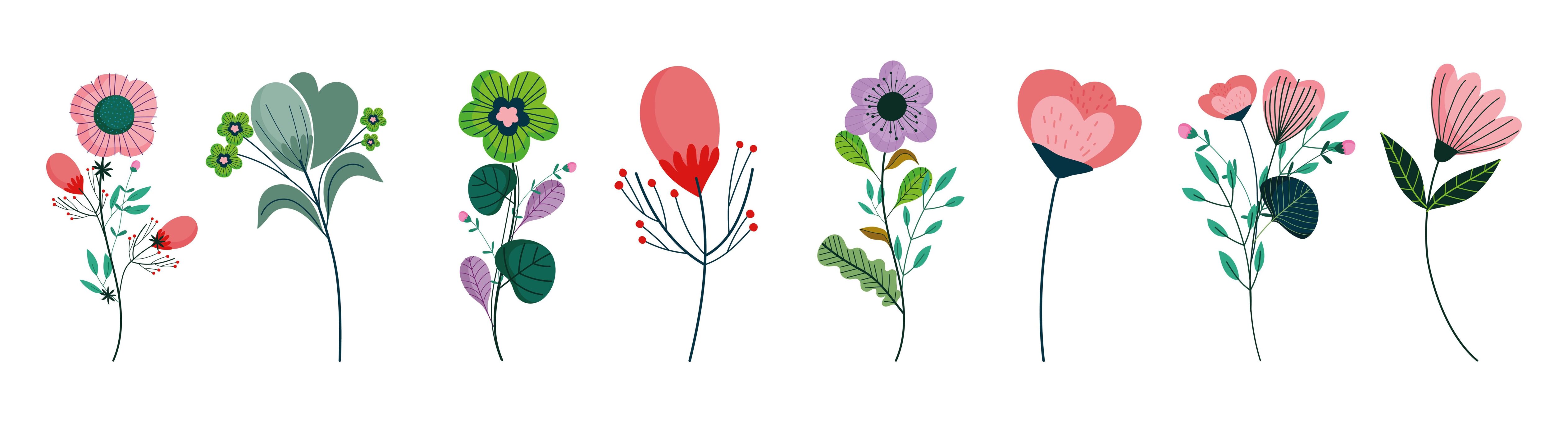 Set with various flat design flowers Stock Free