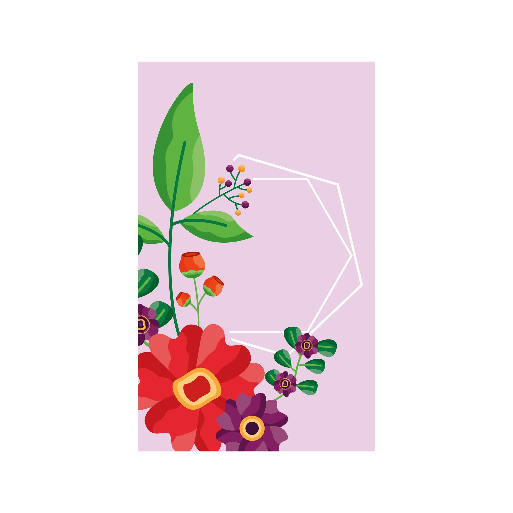 Isolated flowers card vector design Stock Free