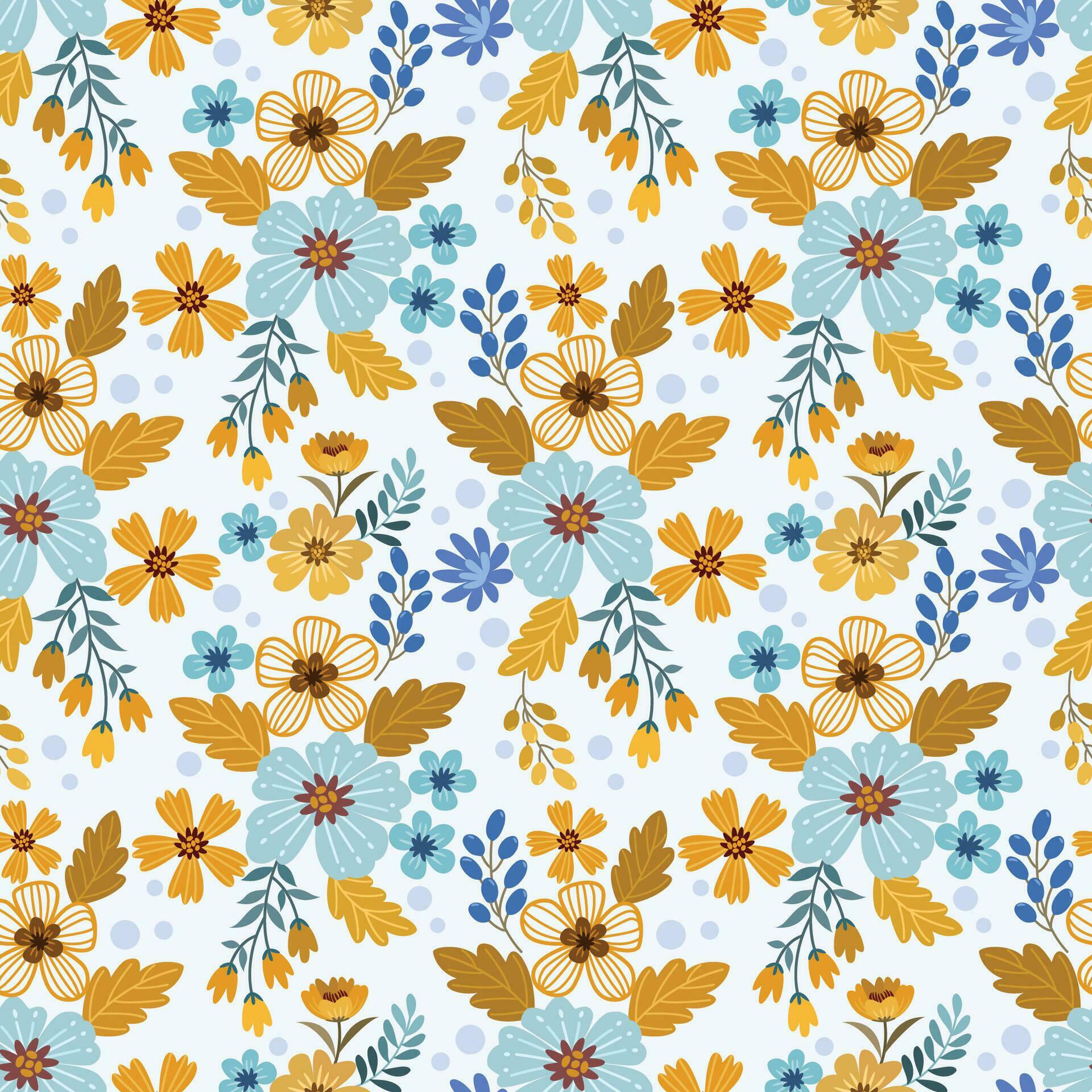 Cute small yellow and blue flowers seamless pattern for fabric textile wallpaper. Stock Free