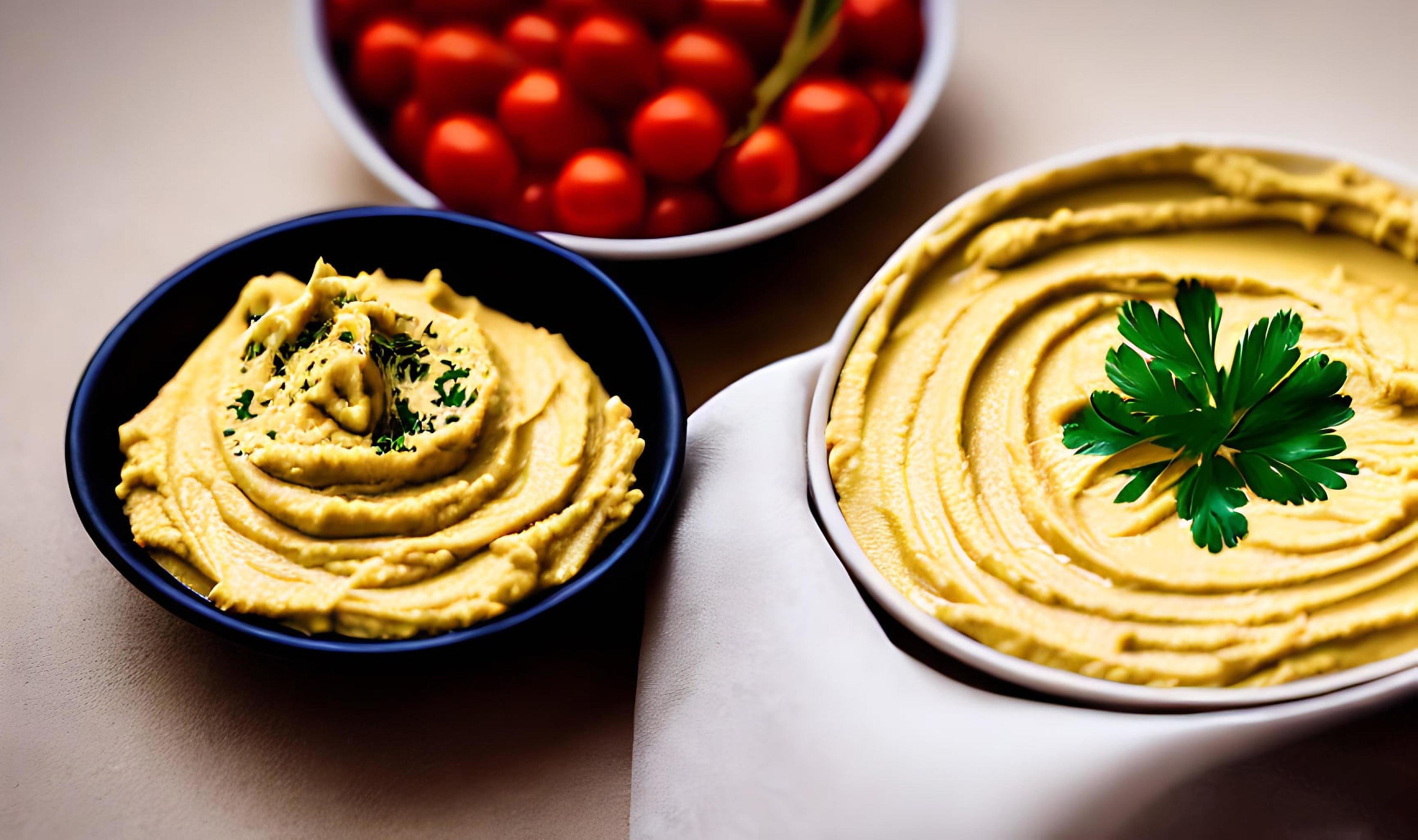 Healthy food. Traditional freshly made organic hummus. Stock Free