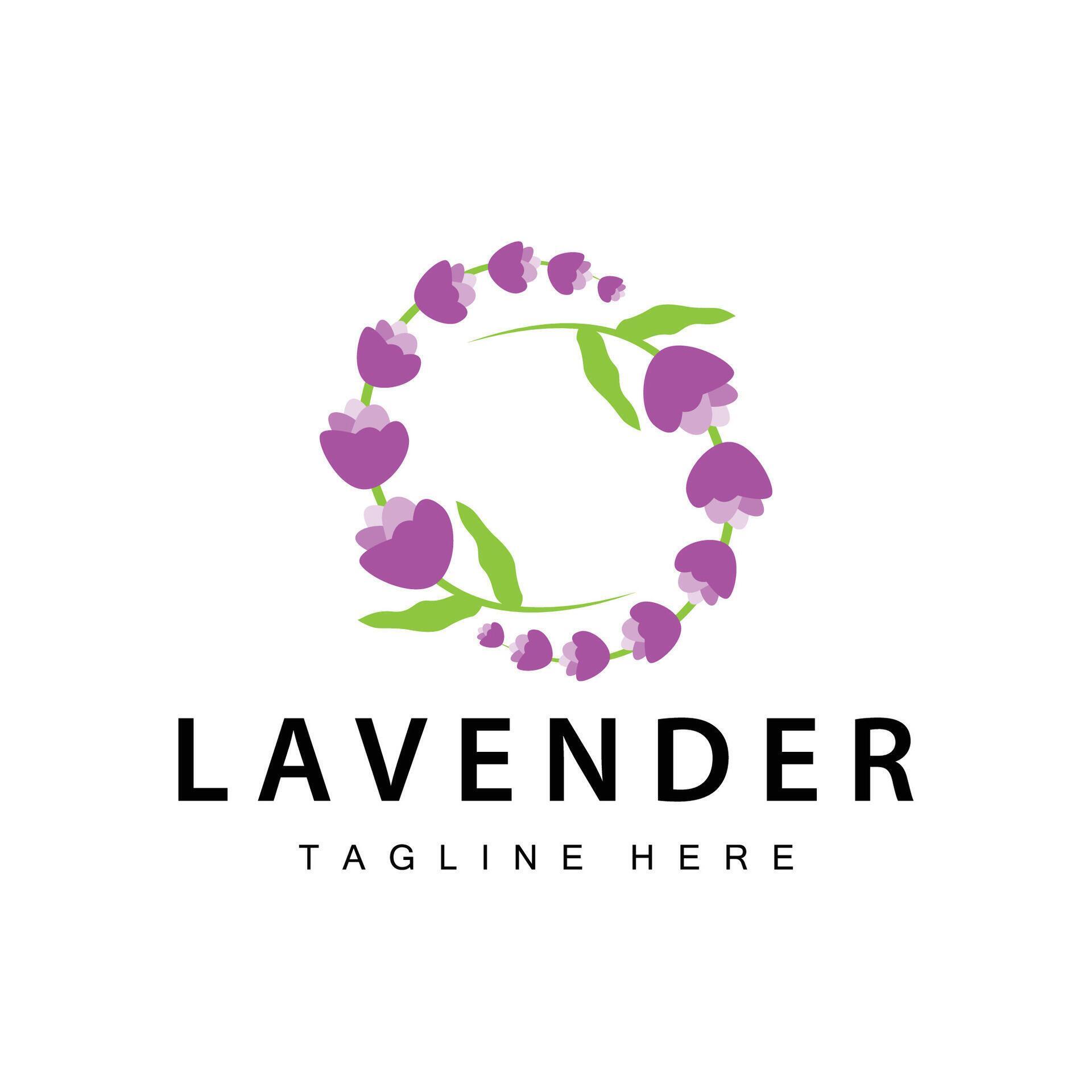 Lavender logo simple design vector cosmetic plant purple color and aromatherapy lavender flower garden template Stock Free