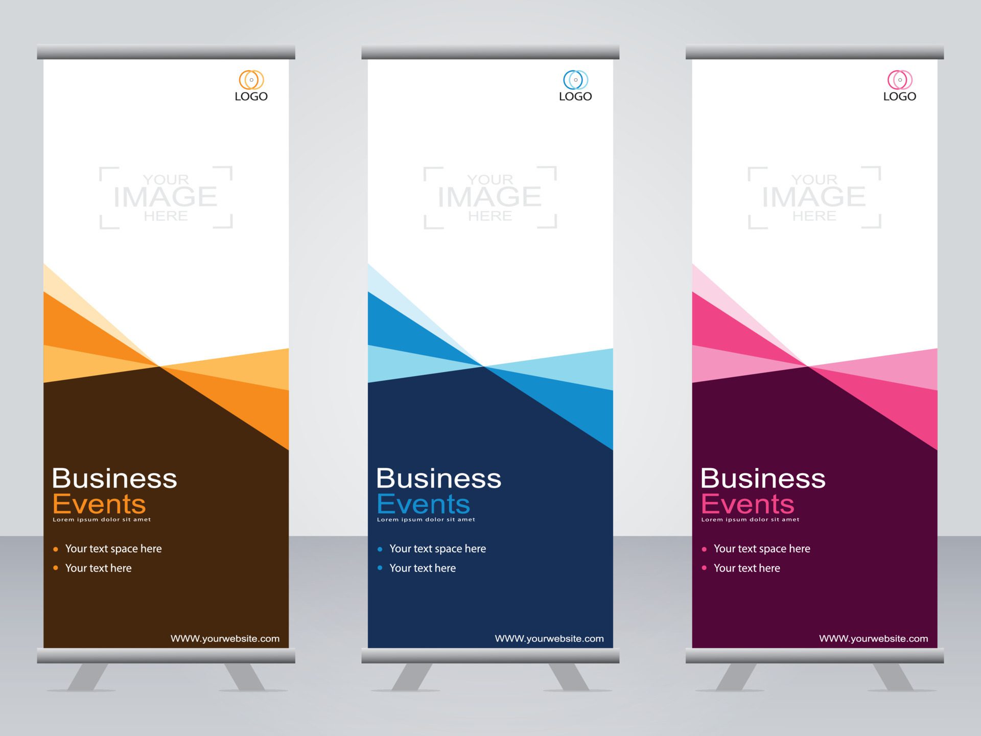 Business banner roll up set standee banner template. Free Vector