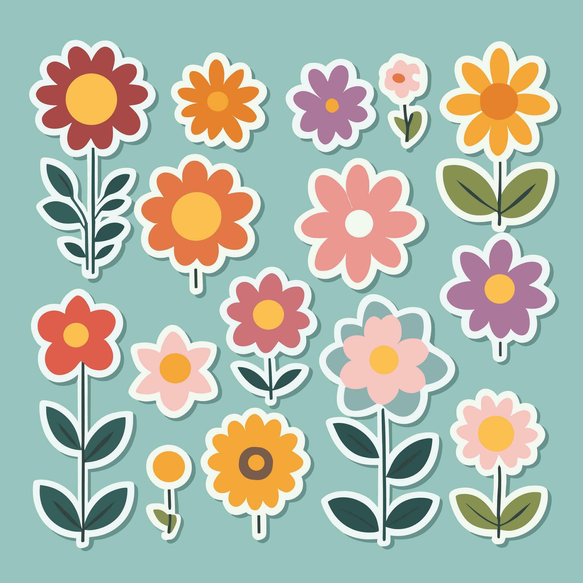 Flower sticker collection Stock Free