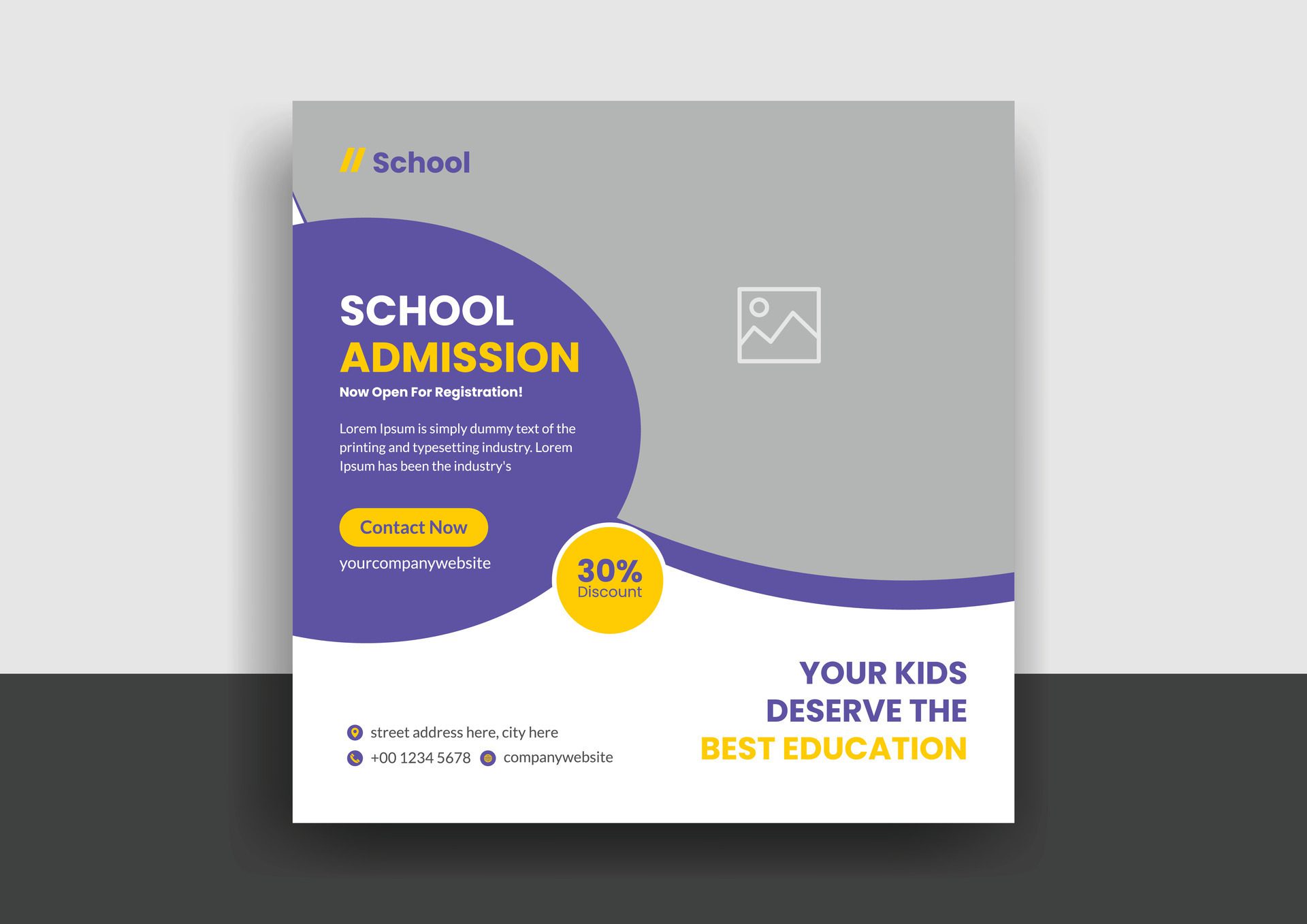 School admission social media post web banner template Free Vector