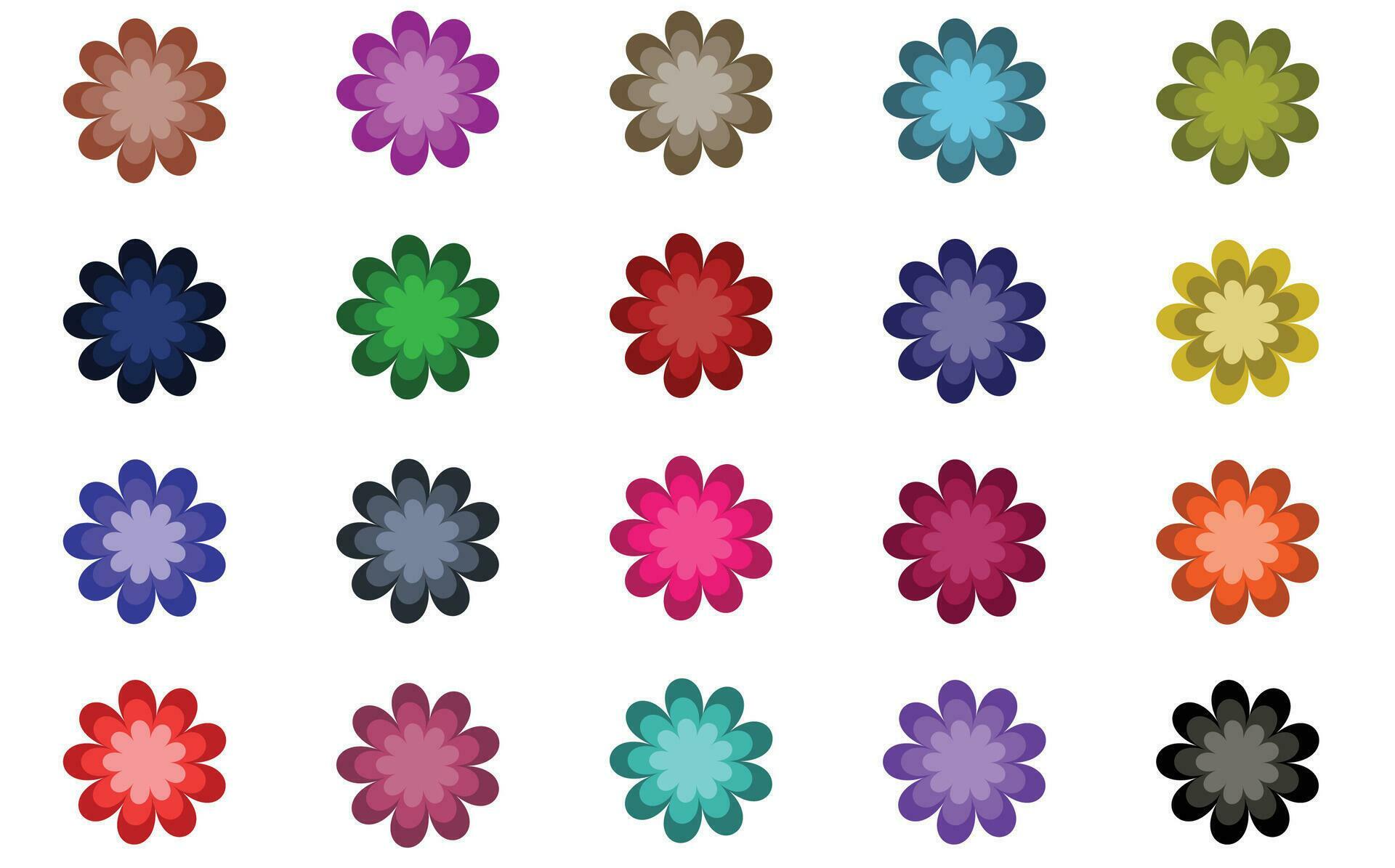 Colorful flower set Vector Art Stock Free