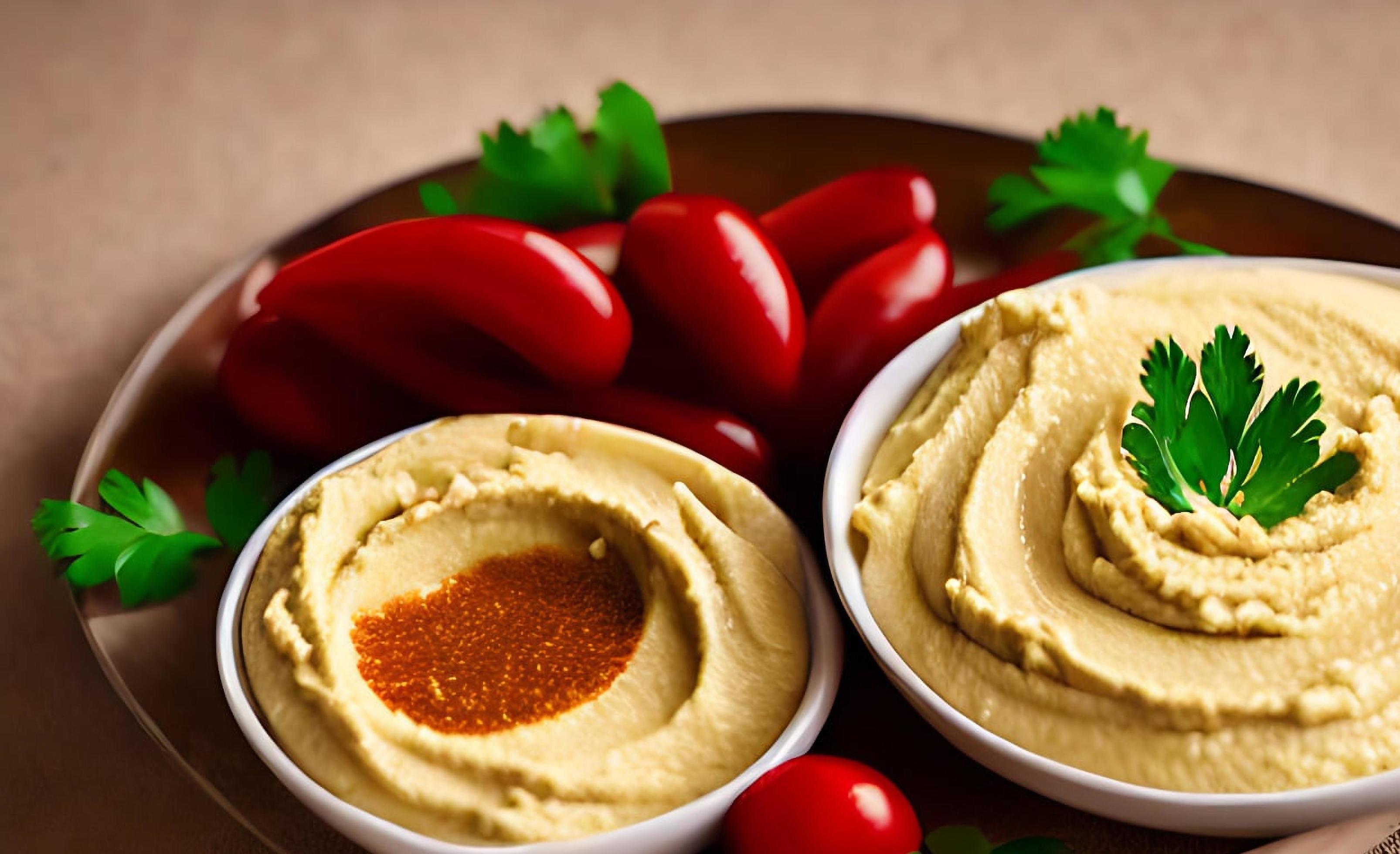 Healthy food. Traditional freshly made organic hummus. Stock Free