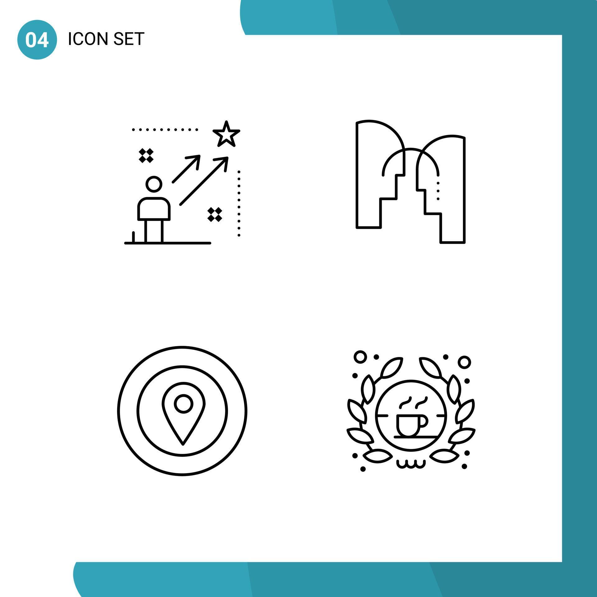 Set of 4 Modern UI Icons Symbols Signs for user location arrow head prize Editable Vector Design Elements Stock Free