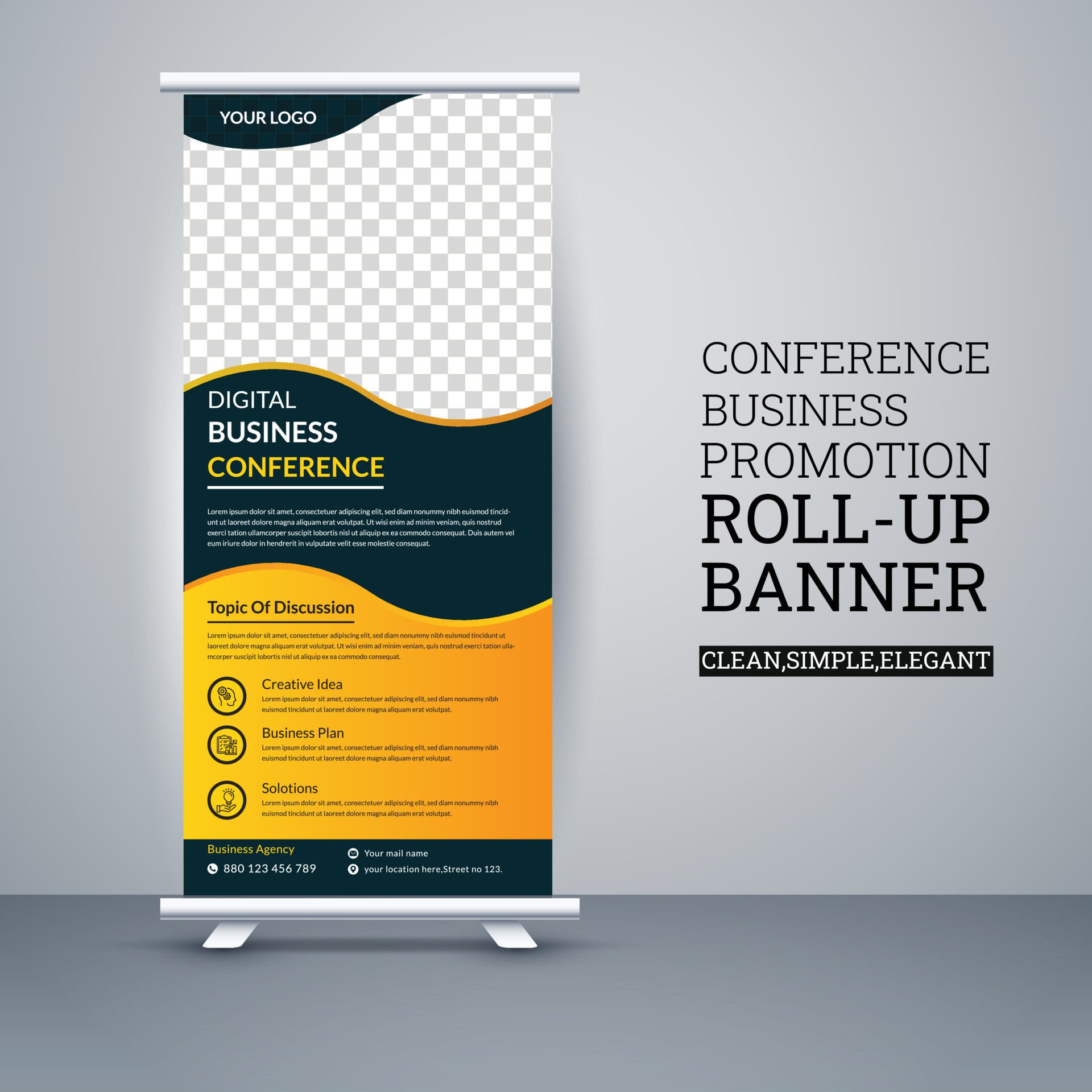 Corporate Business Conference Rollup Banner Free Vector