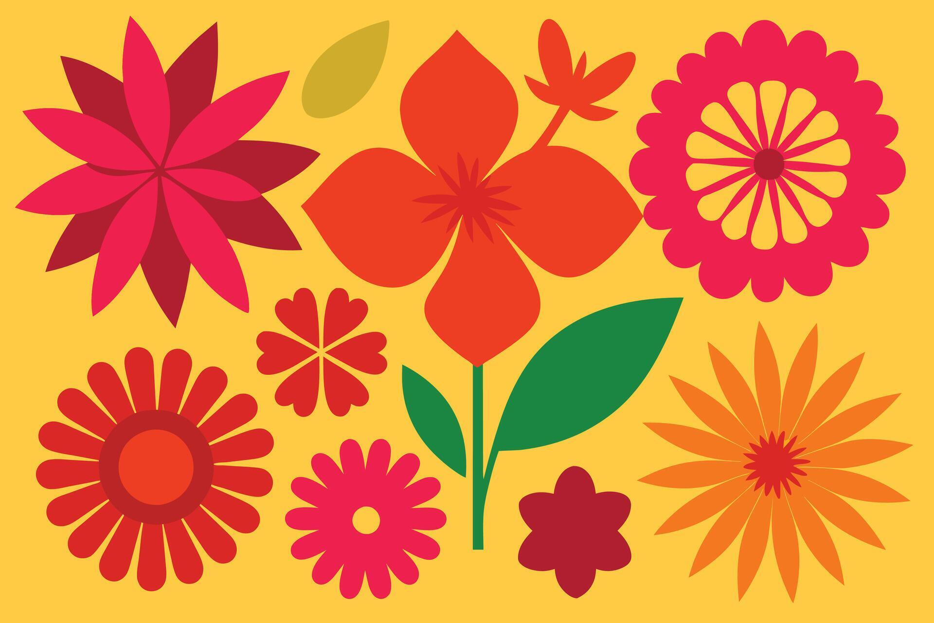 Assorted Flower Shape Vector Stock Free