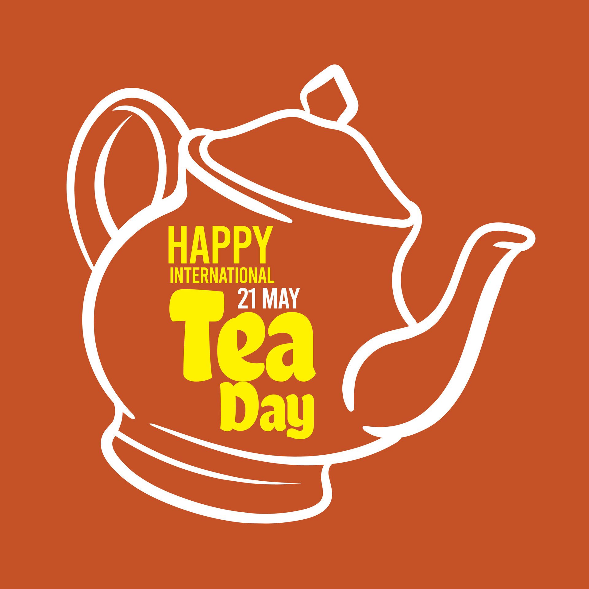 International Tea Day text banner. 21st May typographic Design. World Tea Day design for social media posts. Free Vector