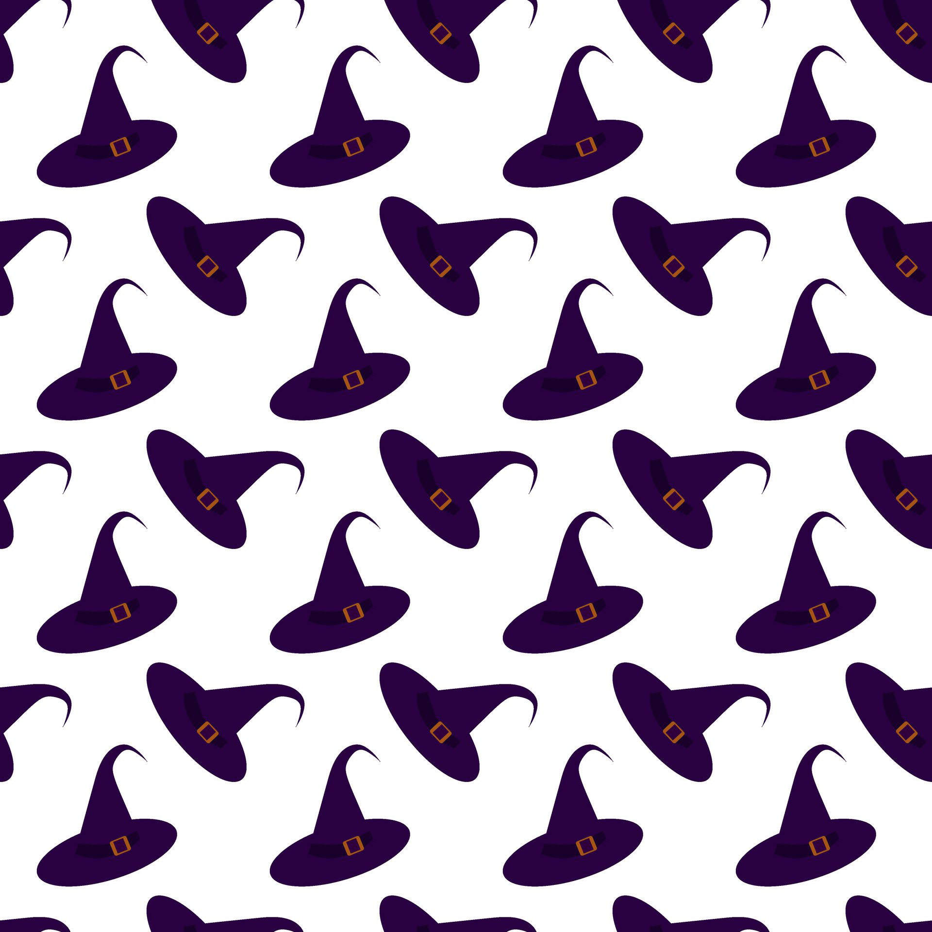 Purple witch hat with buckle. Seamless pattern. illustration. Free Vector