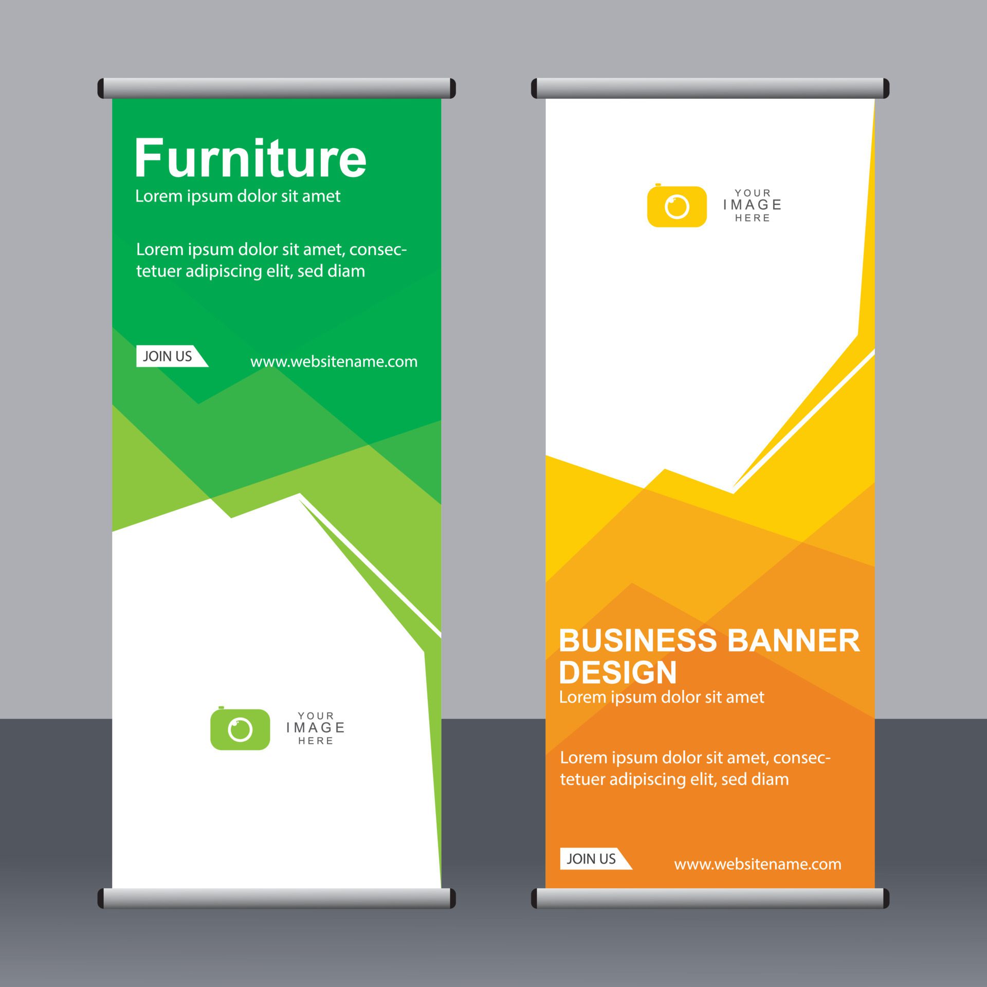 Business banner roll up set standee banner template. Free Vector