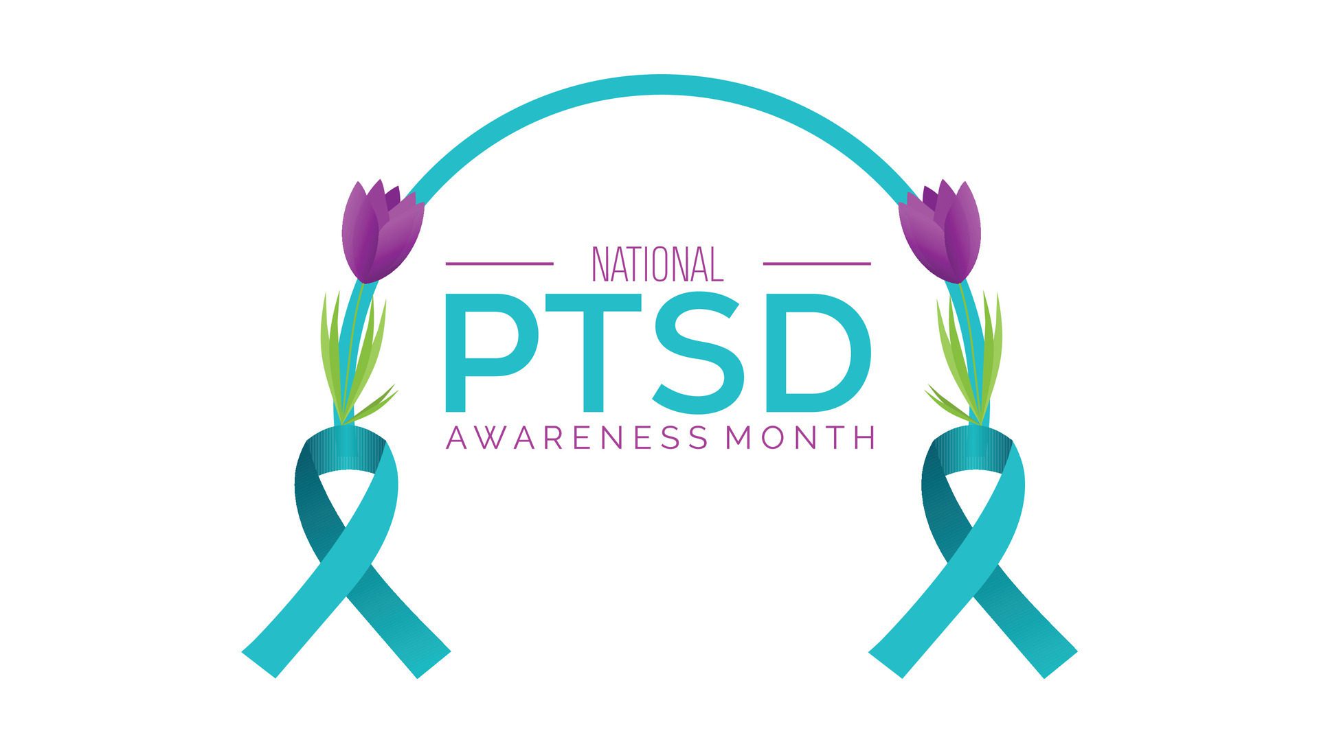 National PTSD Awareness Month observed every year in June. Template for background, banner, card, poster with text inscription. Free Vector