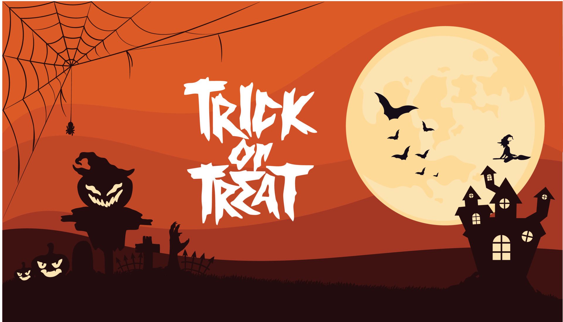 Night in Graveyard Halloween Banner Background Free Vector