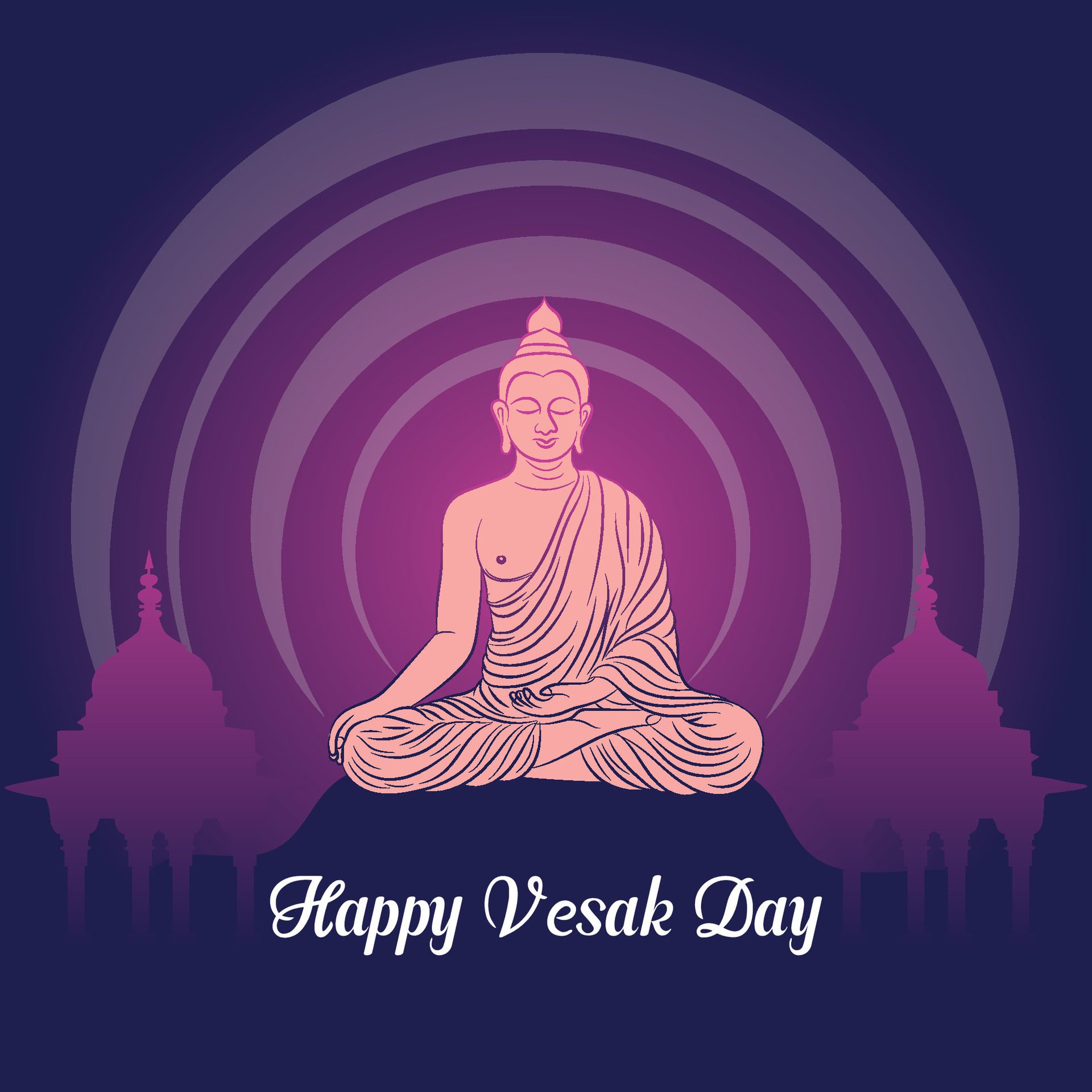 Flat vertical poster template for vesak day illustration festival celebration social media post and vesak day Banner Free Vector