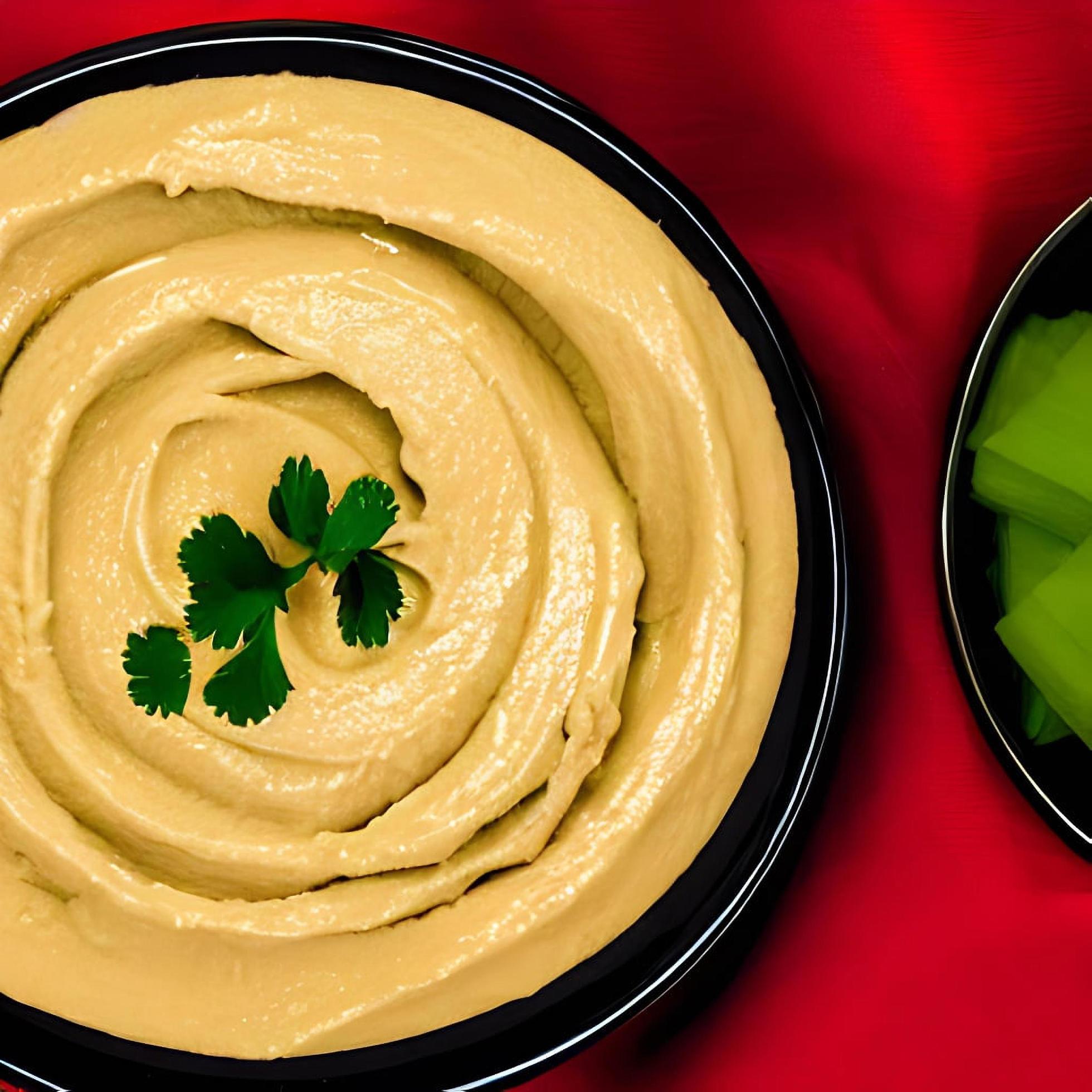 Healthy food. Traditional freshly made organic hummus. Stock Free