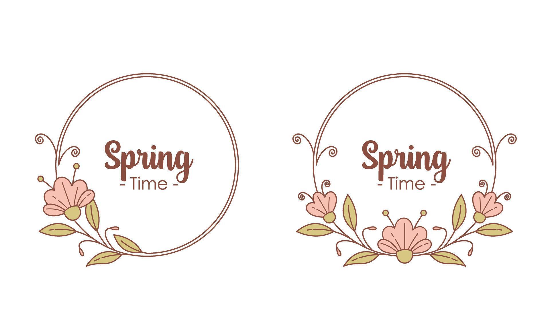 Spring Time Doodle Floral Frames with Fresh Flower Vintage Concept Stock Free