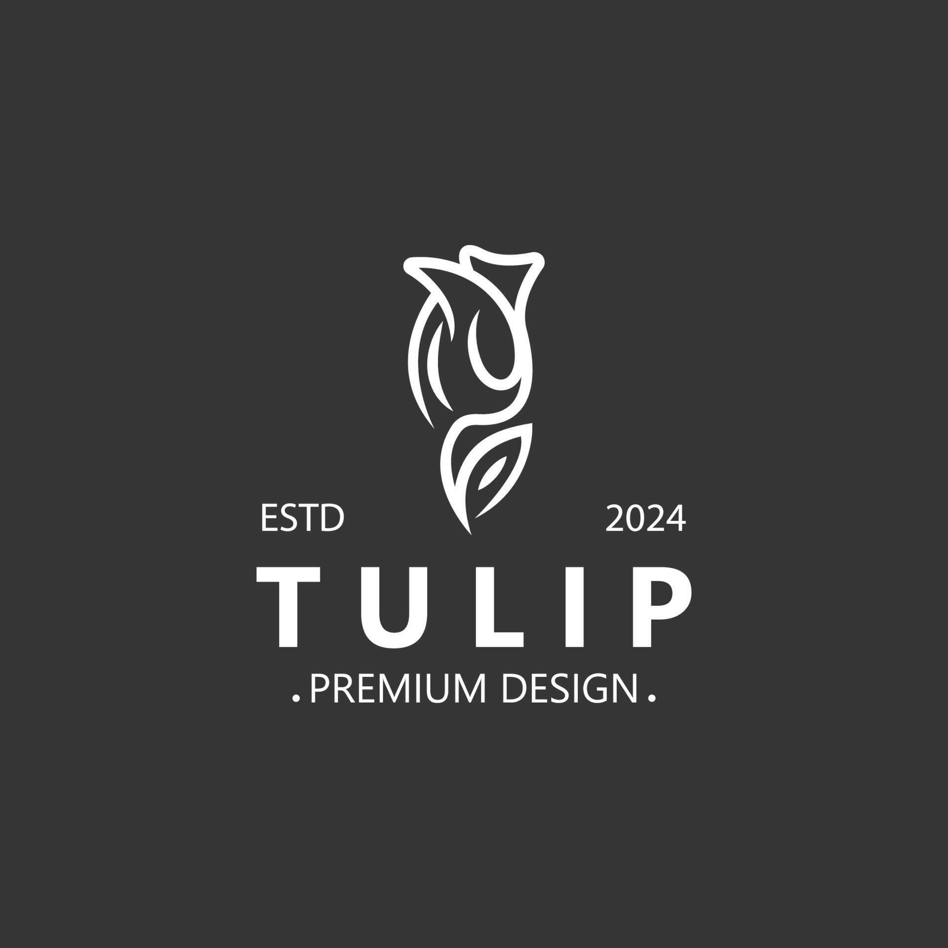 Tulip Flower logo with leaves design, suitable for fashion, beauty spa and boutique emblem business Stock Free