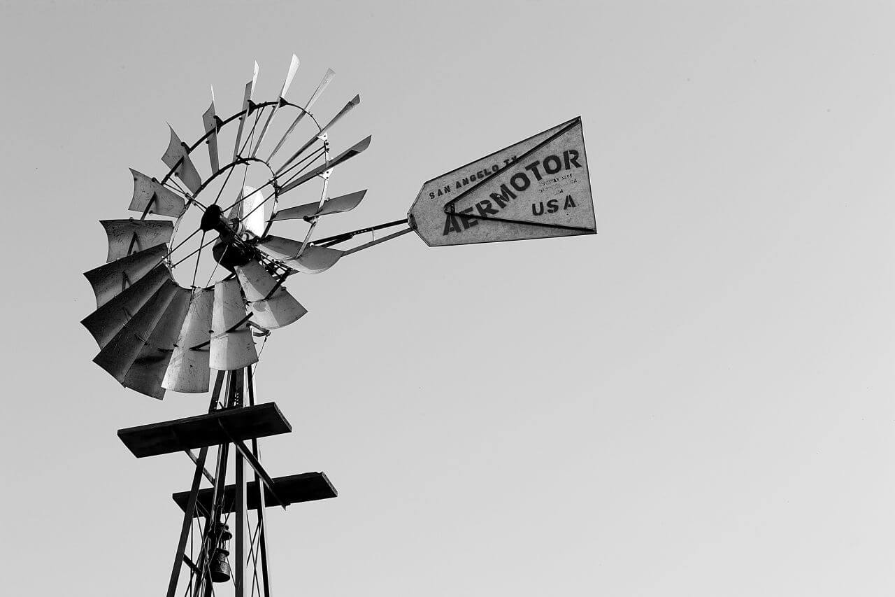 Black White Windmill Sign Wind Stock Free