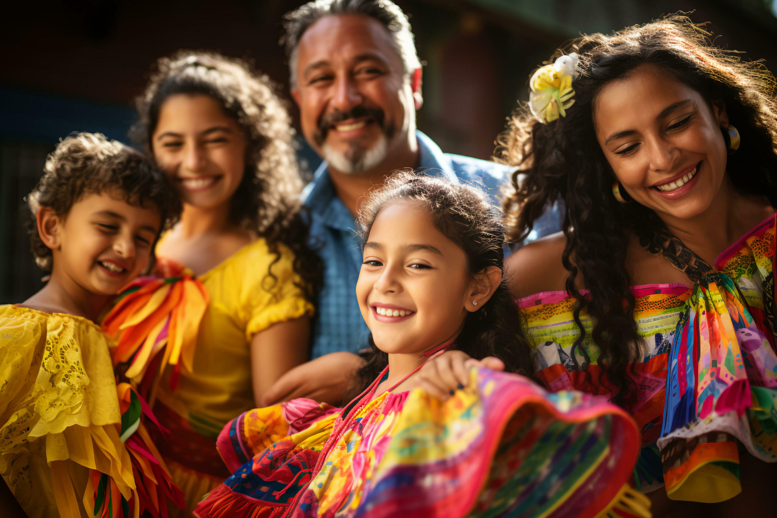 Celebrating Hispanic Heritage with a Joyful Family Scene – AI generated Stock Free