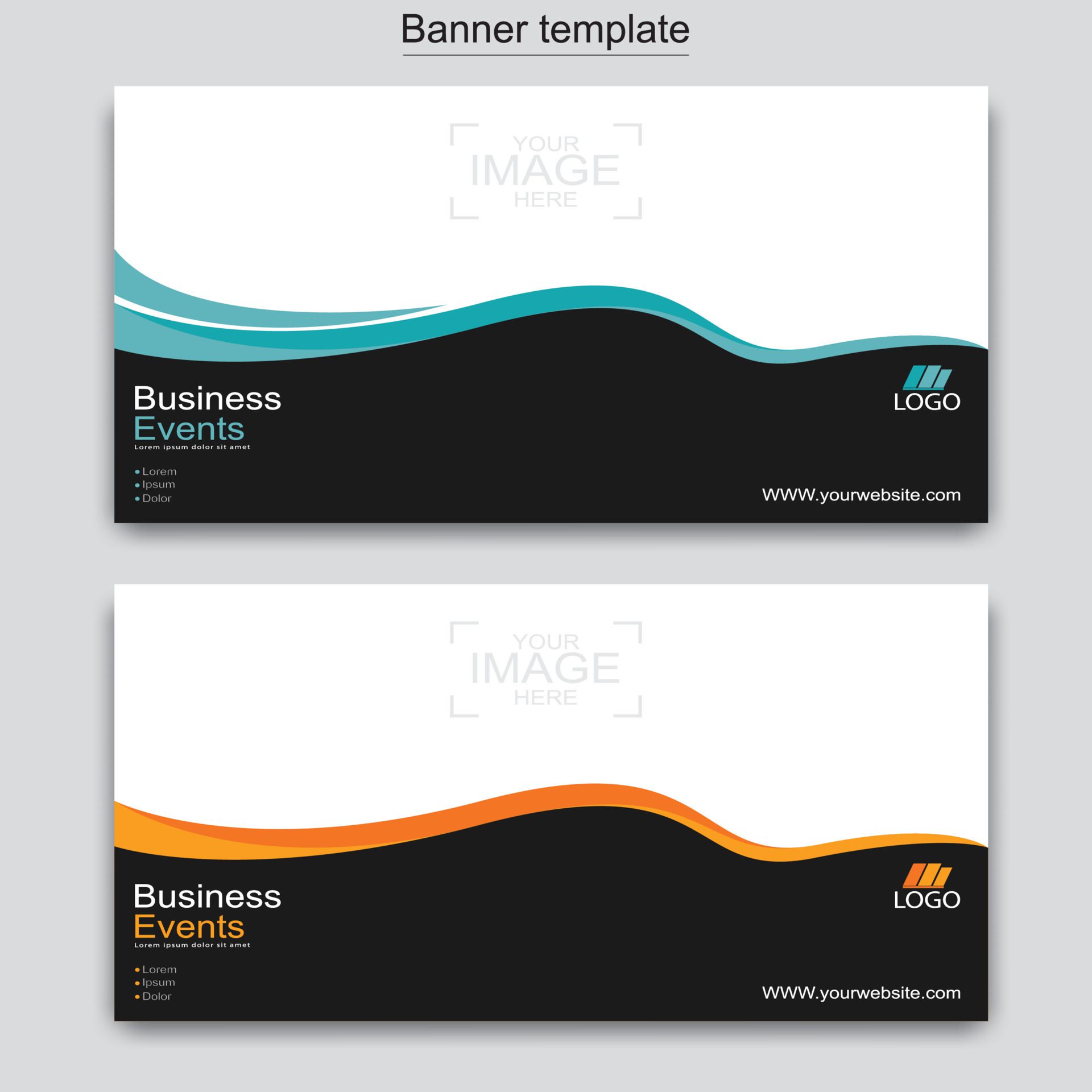 Vector abstract design web banner template. Web Design Elements – Header Design. Abstract geometric web banner template on grey background. Free Vector