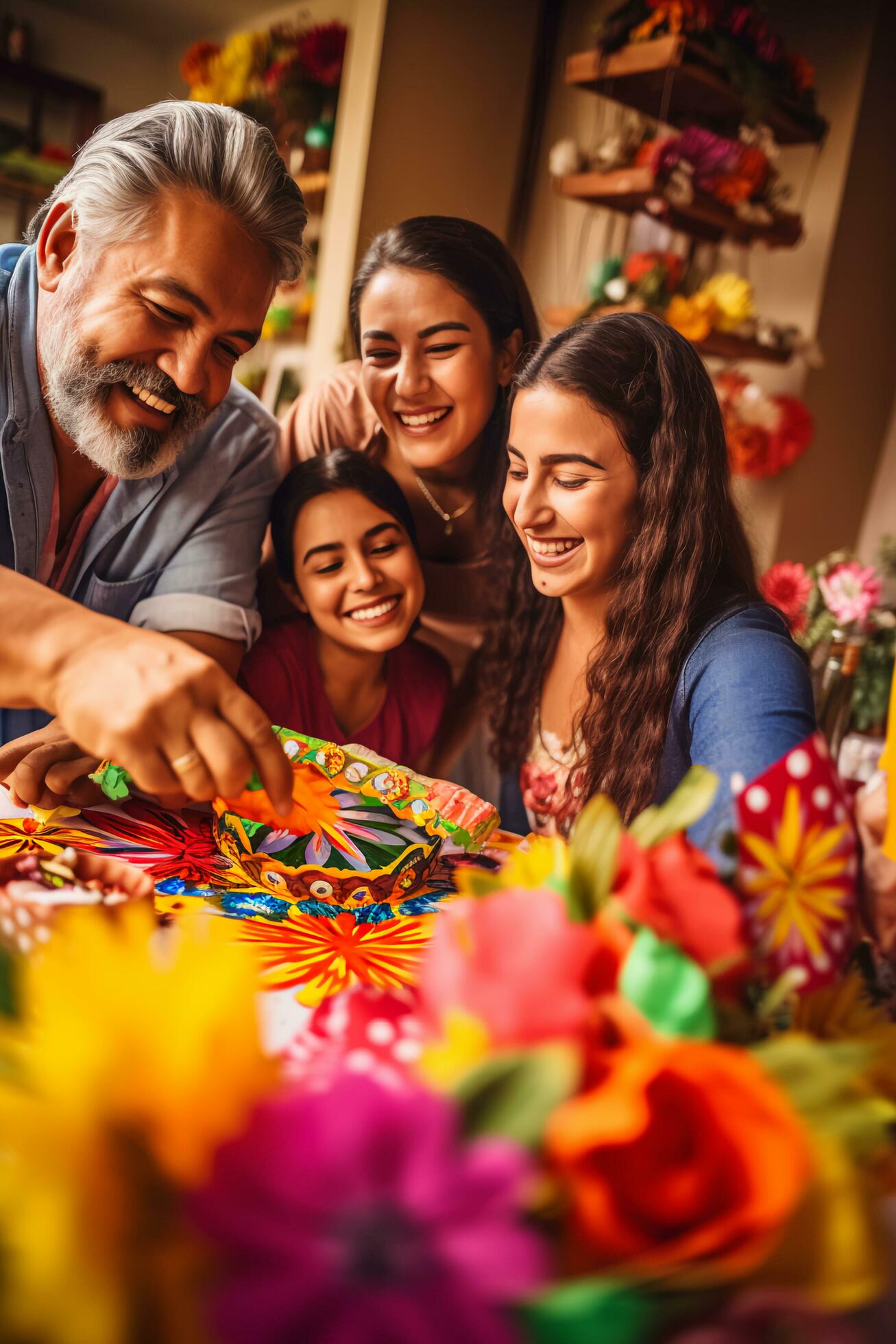 Cute Family Gathering in Honor of Hispanic Heritage – AI generated Stock Free