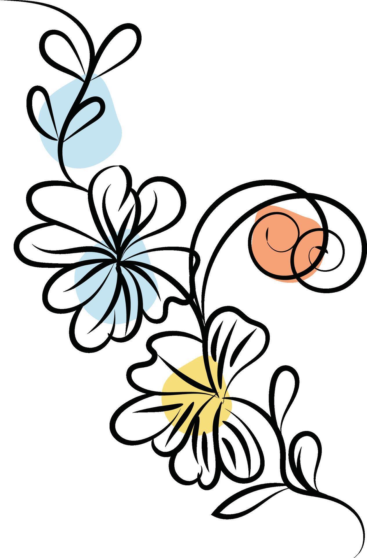 Hand drawn flat design simple flower outline Stock Free