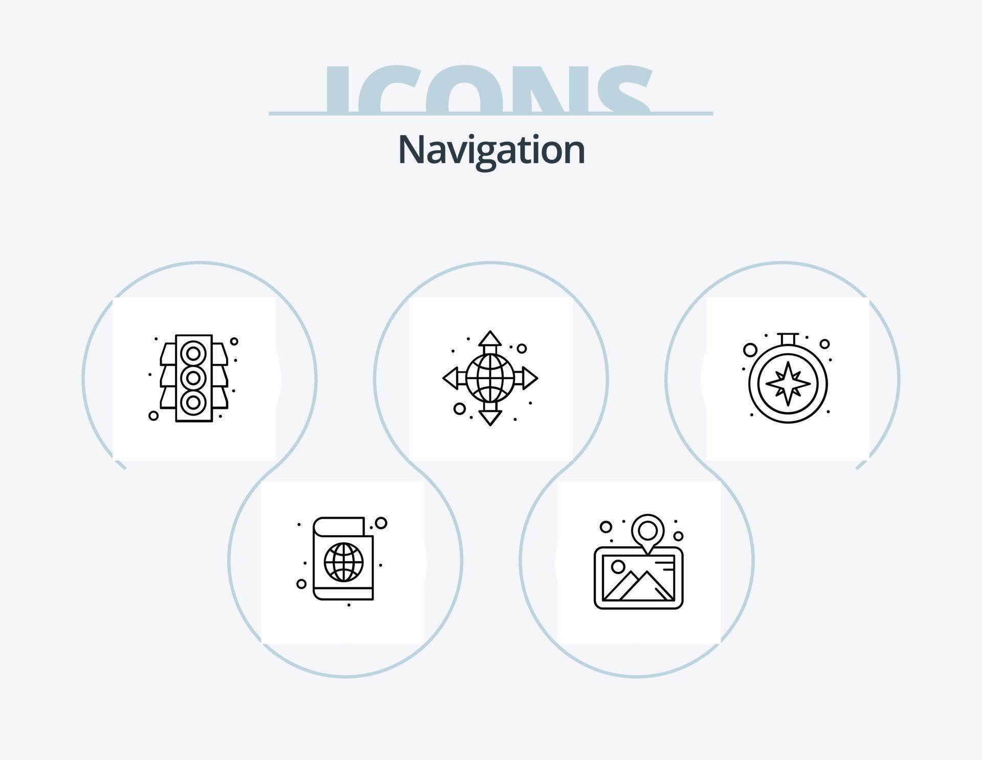 Navigation Line Icon Pack 5 Icon Design. location. arrow. back. location. map Stock Free