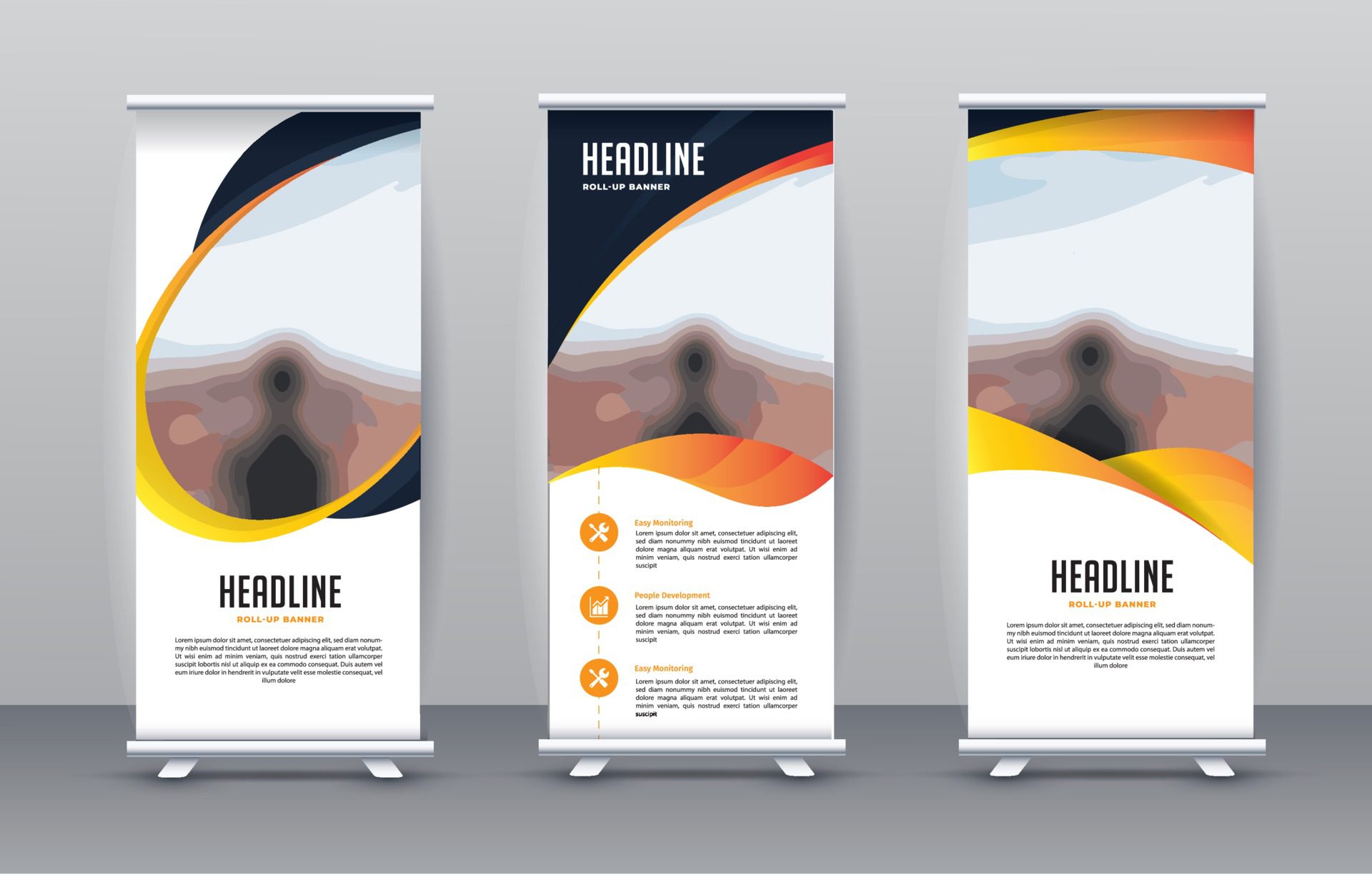 Business Roll Up Set. Standee Design. Banner Template Free Vector