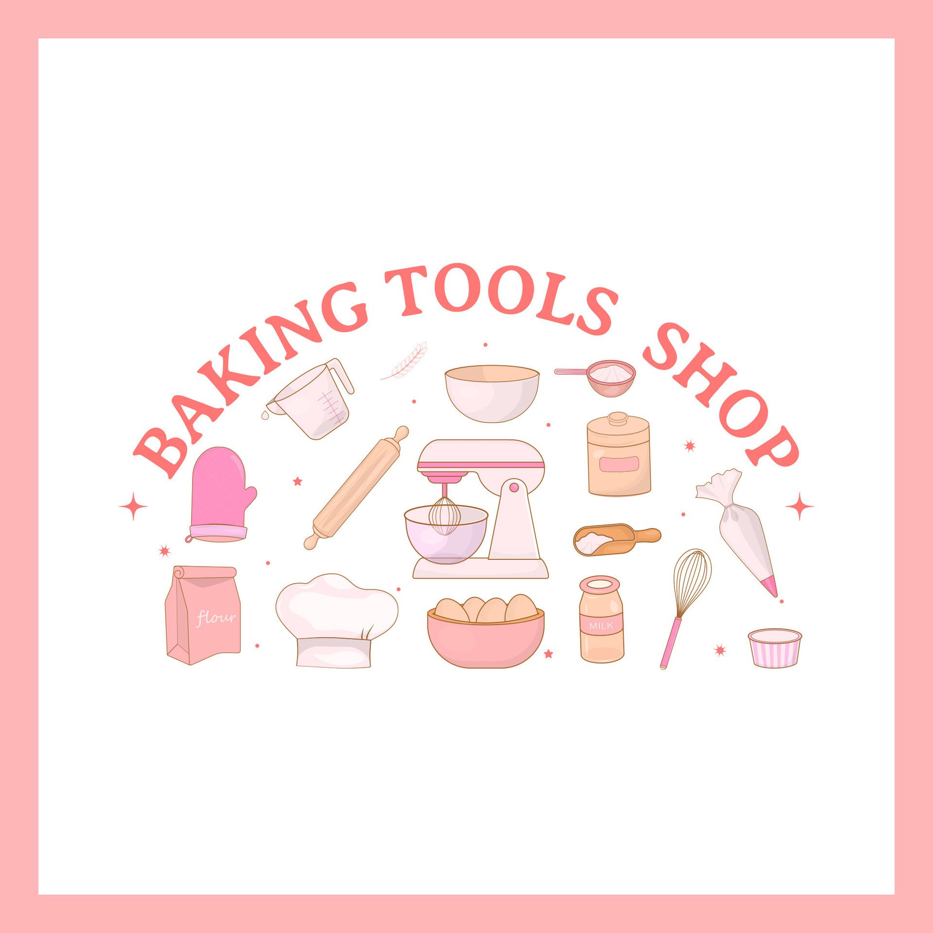 Baking tool shop banner with hand drawn style Free Vector