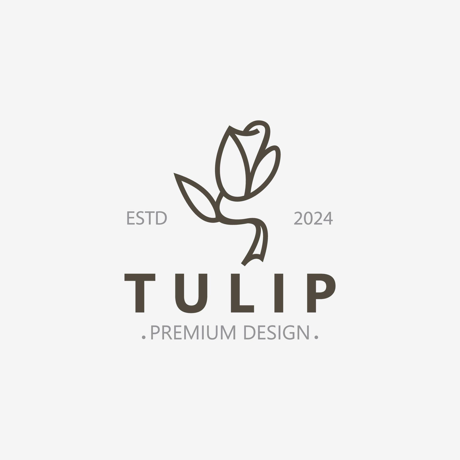 Tulip Flower logo with leaves design, suitable for fashion, beauty spa and boutique emblem business Stock Free