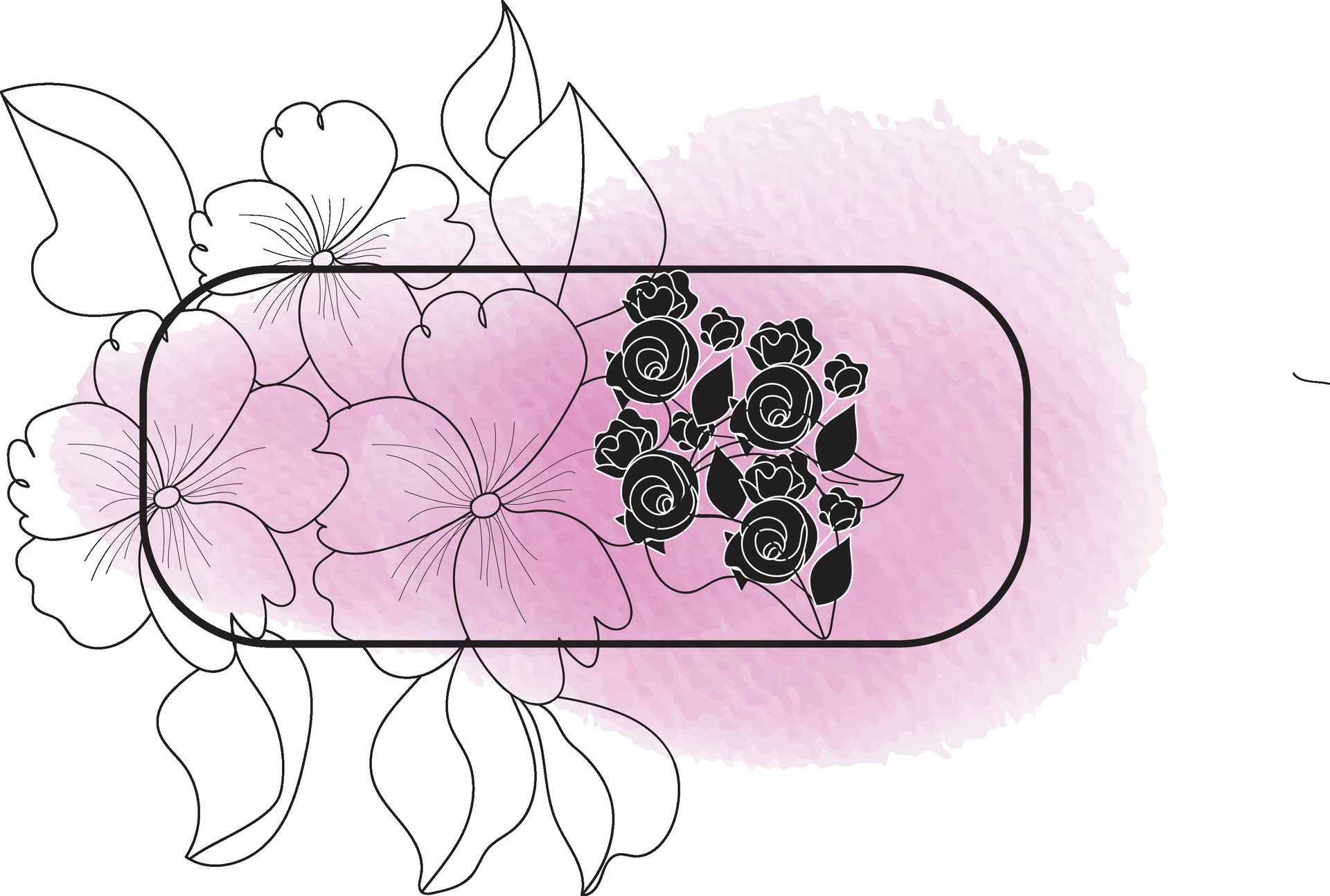 realistic hand drawn flowers with blank banner Free Vector