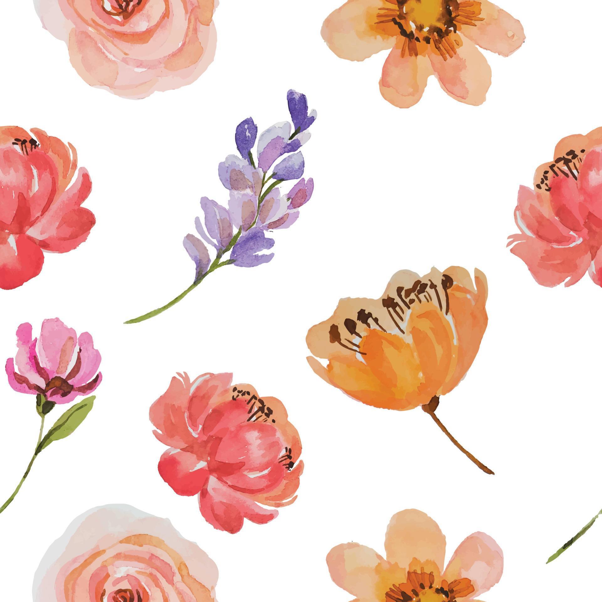 watercolor flower seamless pattern template Stock Free