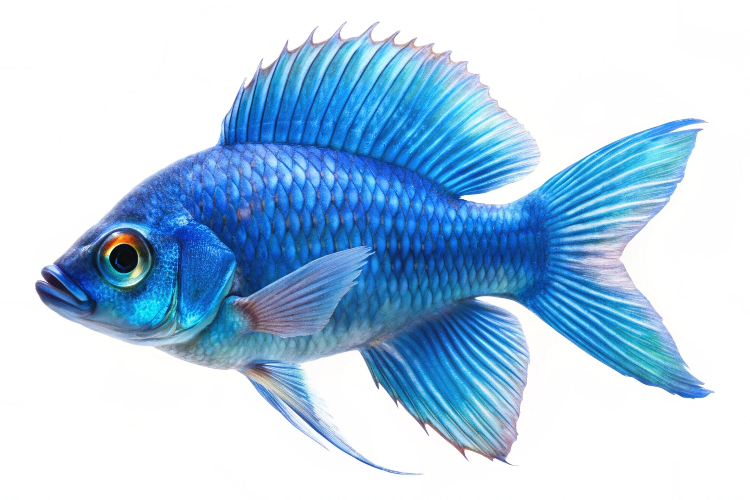 Blue ornamental fish isolated on white background Stock Free