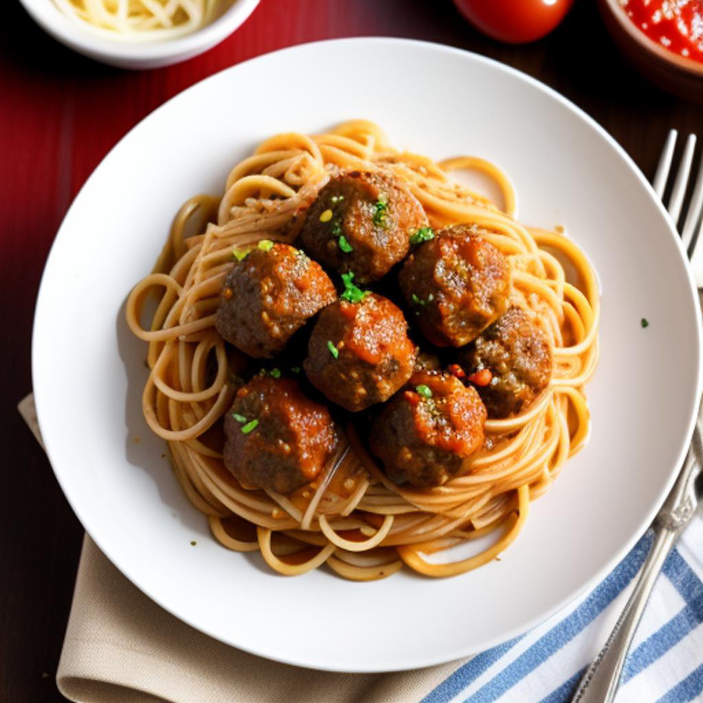 Spaghetti and meatballs by by @ai_generated