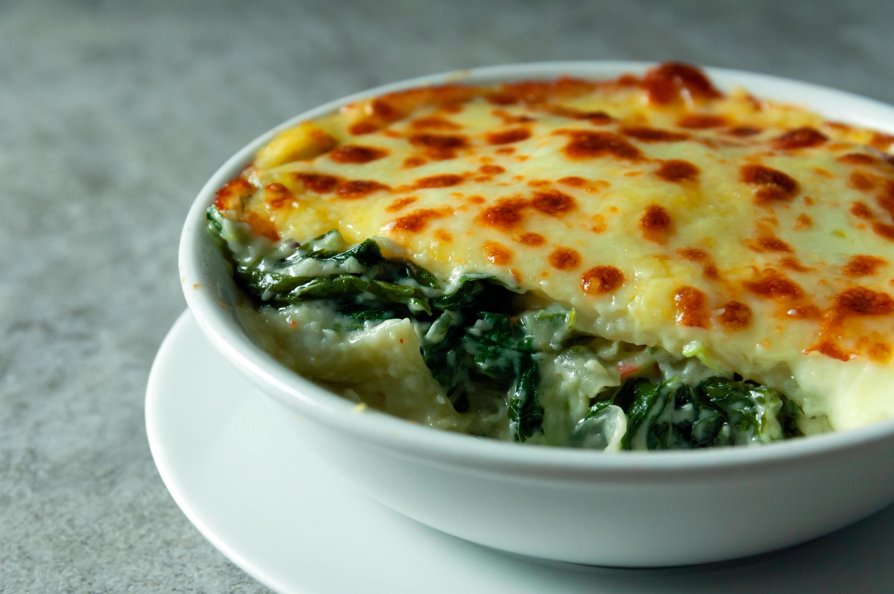 Spinach lasagna with cheese Italian food style , Vegetarian lasagna Stock Free