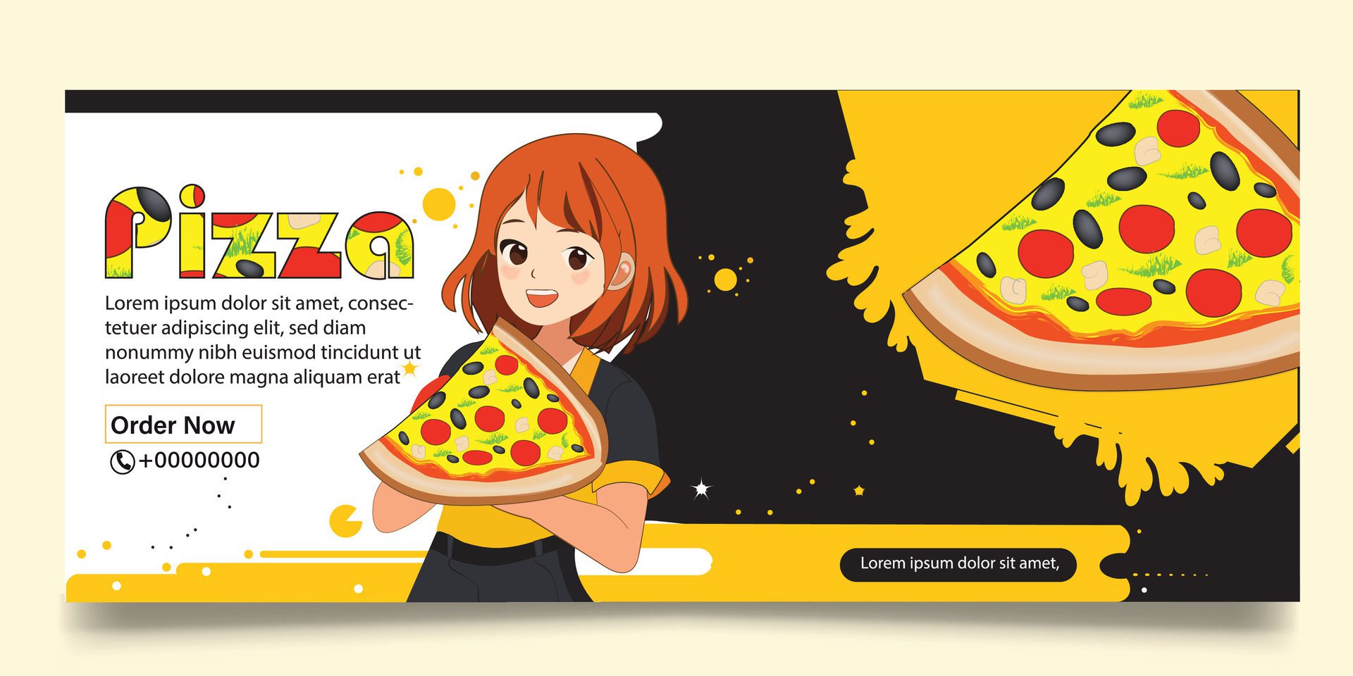 Pizza and fast food banner design Free Vector