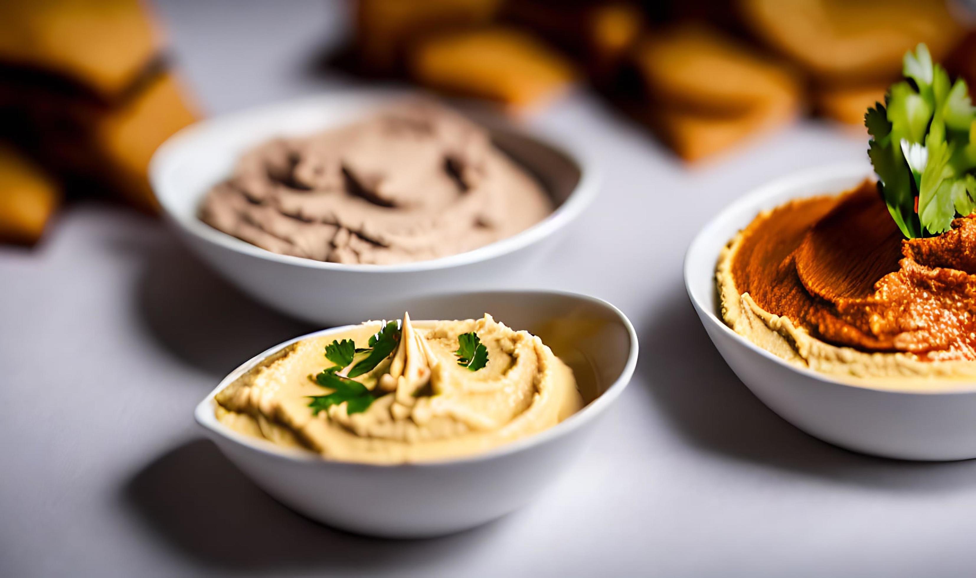 Healthy food. Traditional freshly made organic hummus. Stock Free