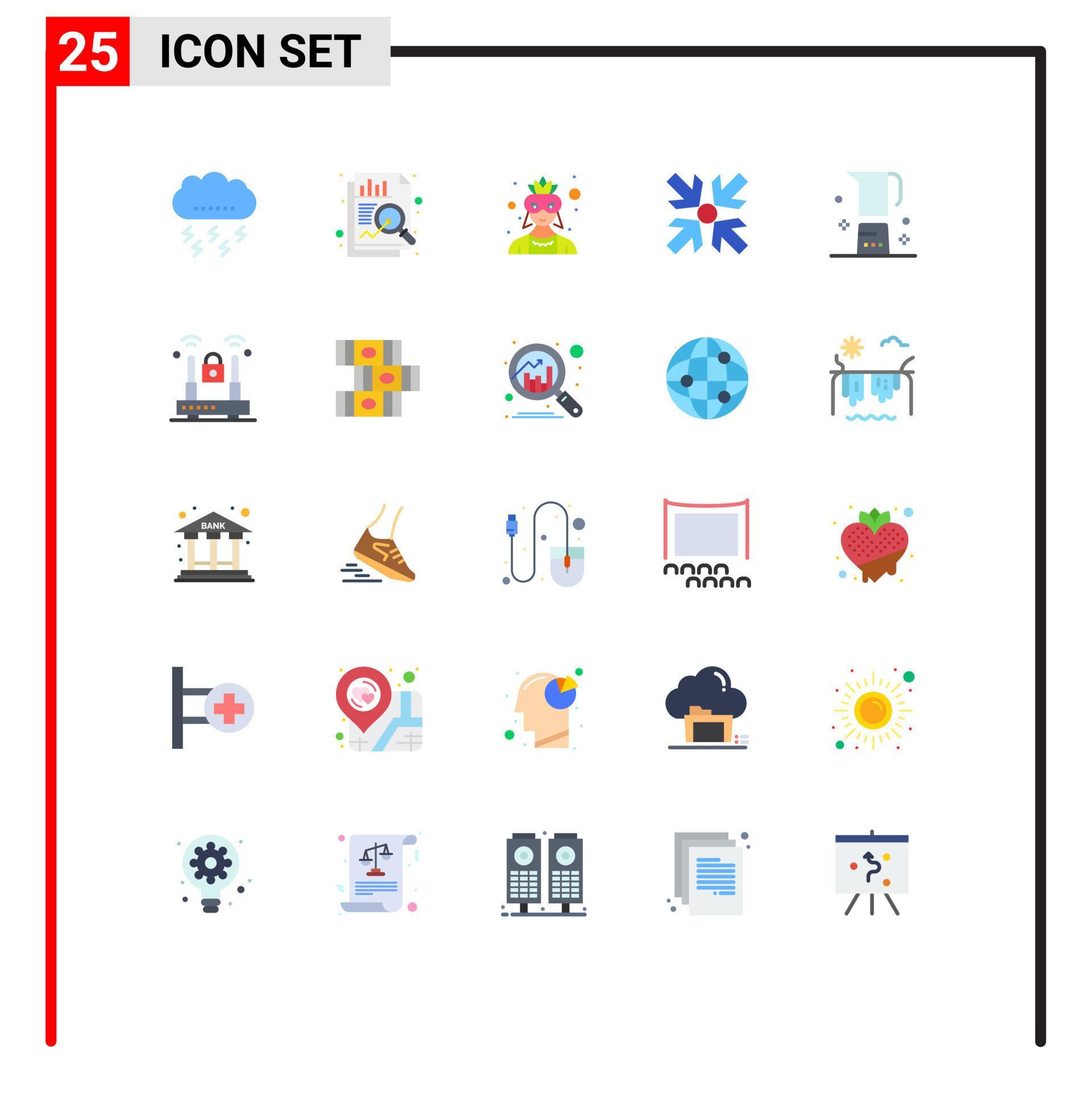 Set of 25 Modern UI Icons Symbols Signs for drink beverage mask minimize arrows Editable Vector Design Elements Stock Free