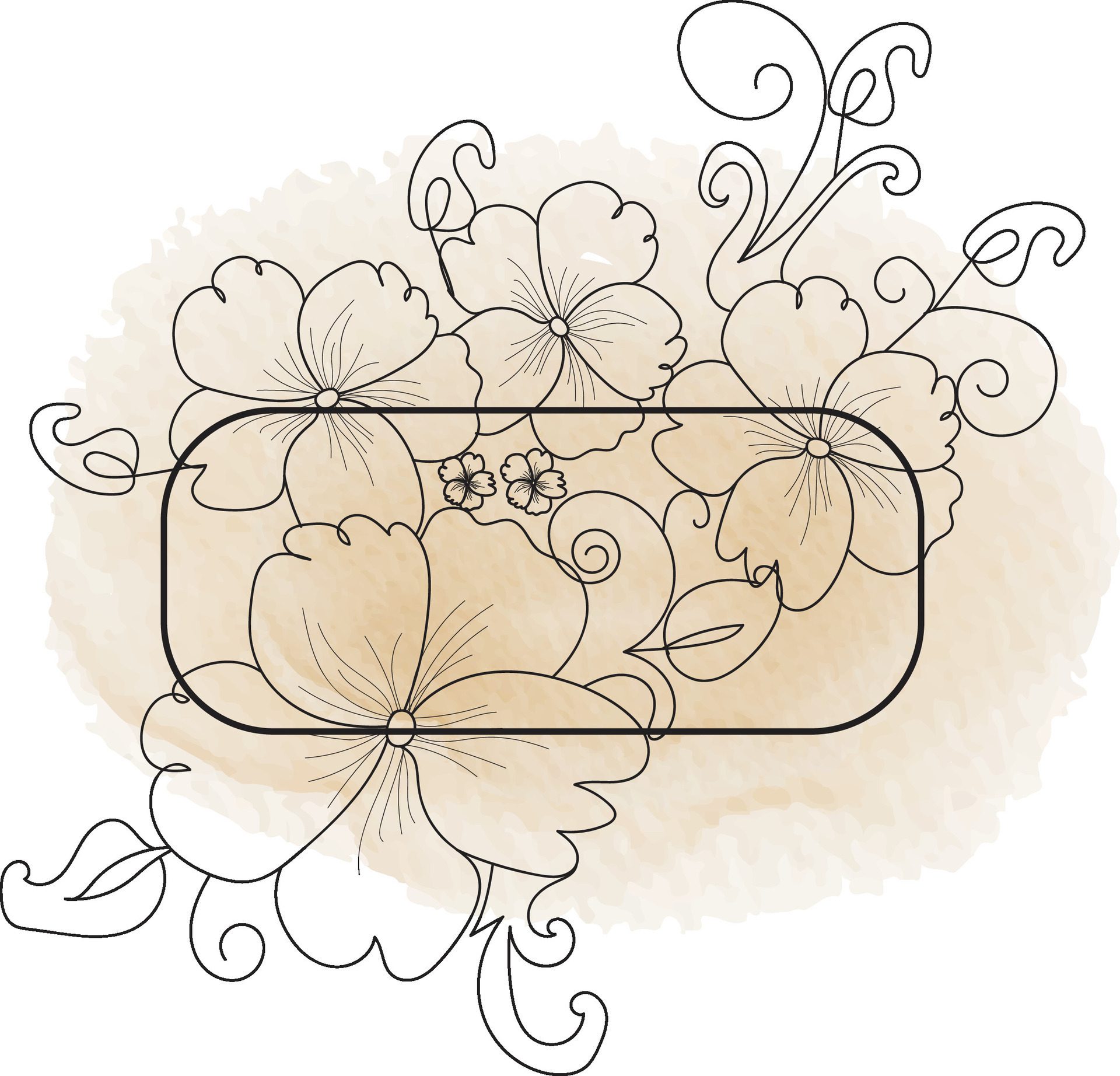 realistic hand drawn flowers with blank banner Free Vector