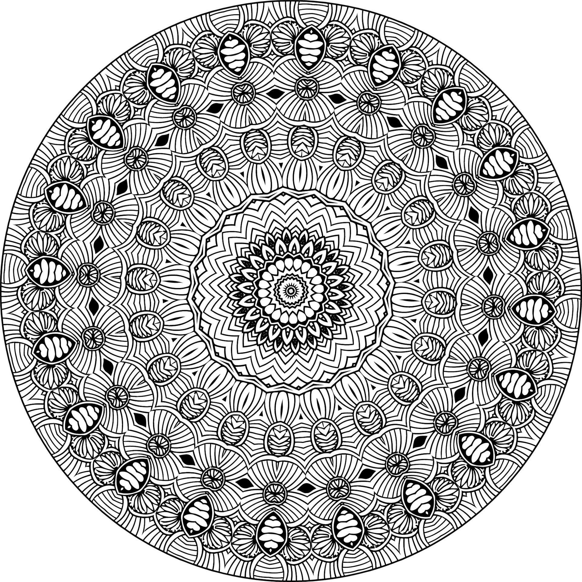 Easy mandala, simple mandalas flowers coloring page on white background. Stock Free