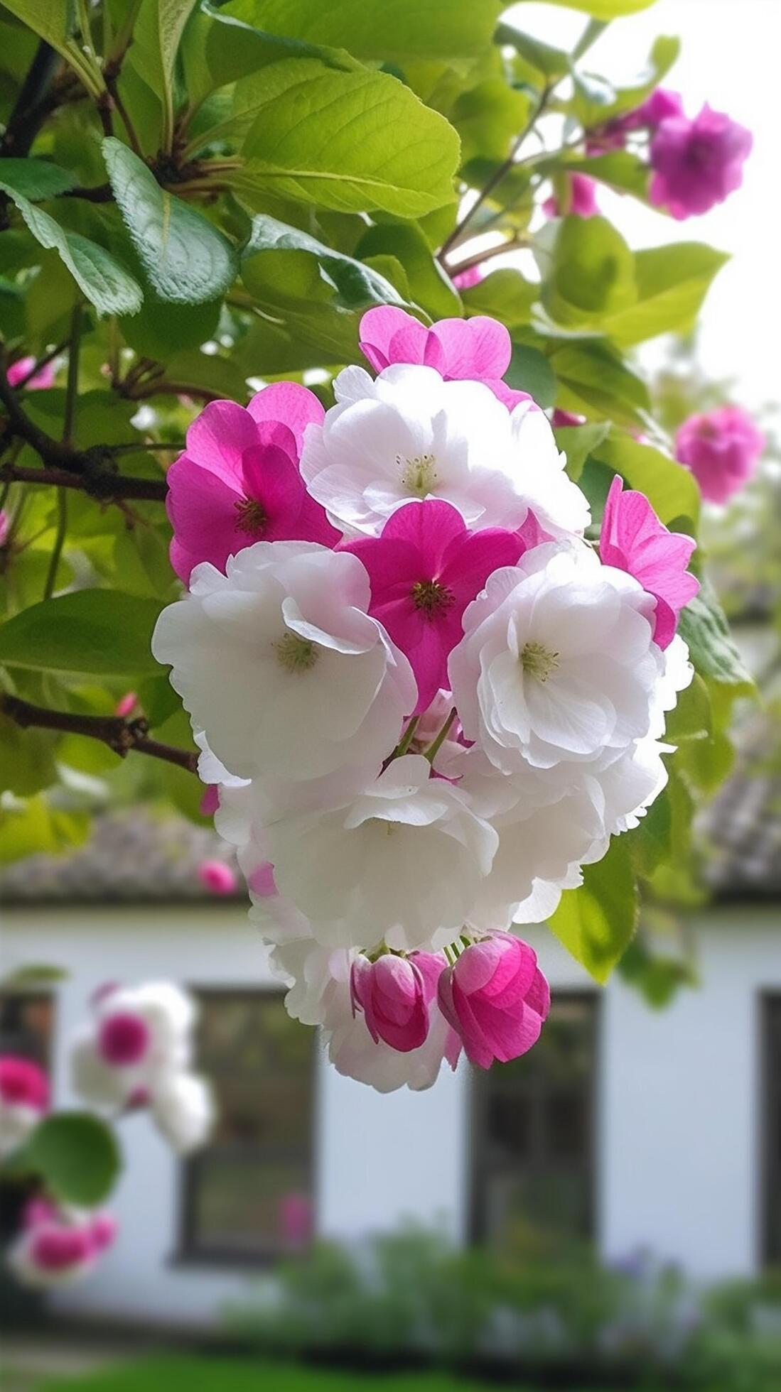 White Flower with green background, Real clear photo Chinese Suzhou garden purple Stock Free