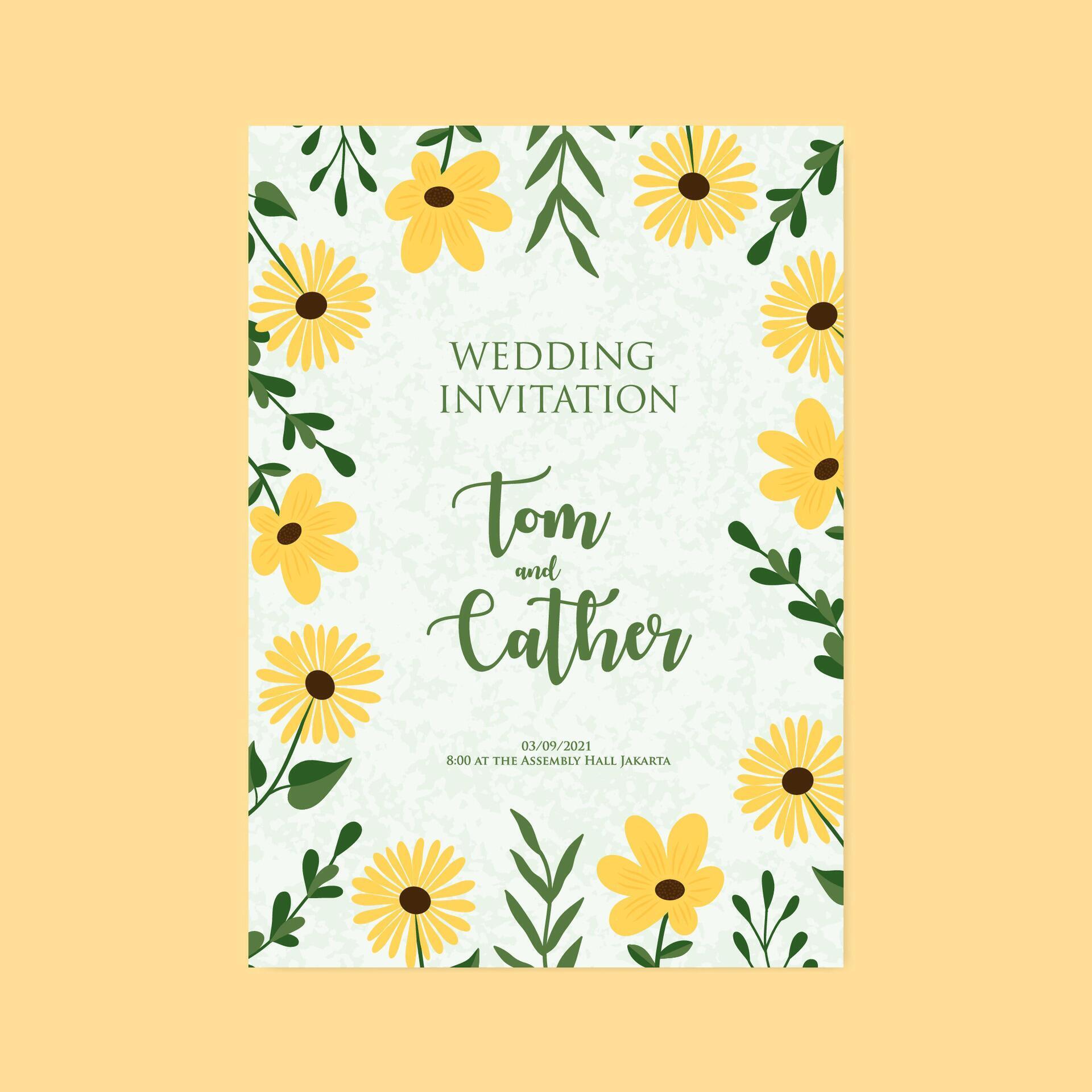 spring flowers and leaves wedding invitation Stock Free