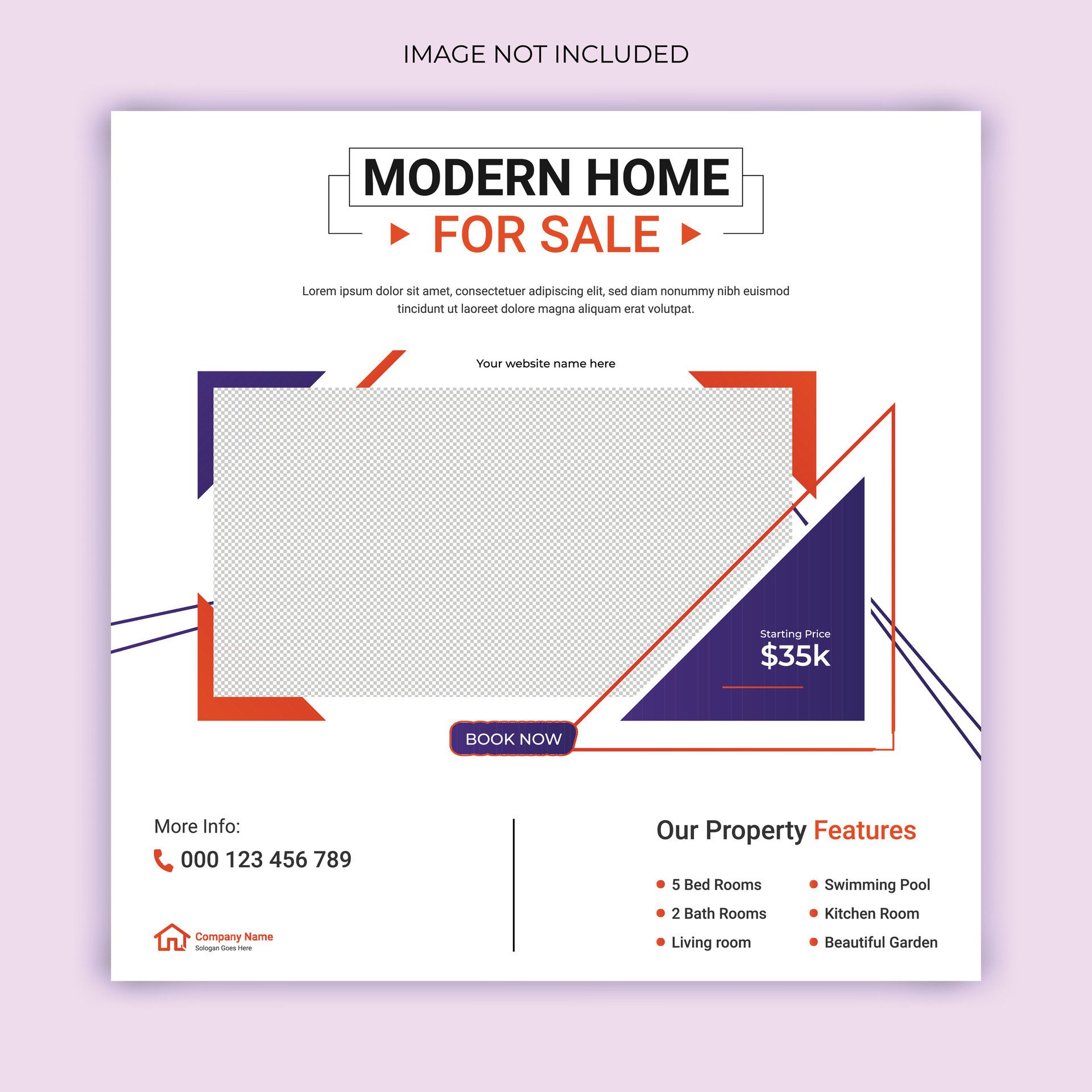 Real estate home sale social media post, modern elegant business home sale web banner template design Free Vector